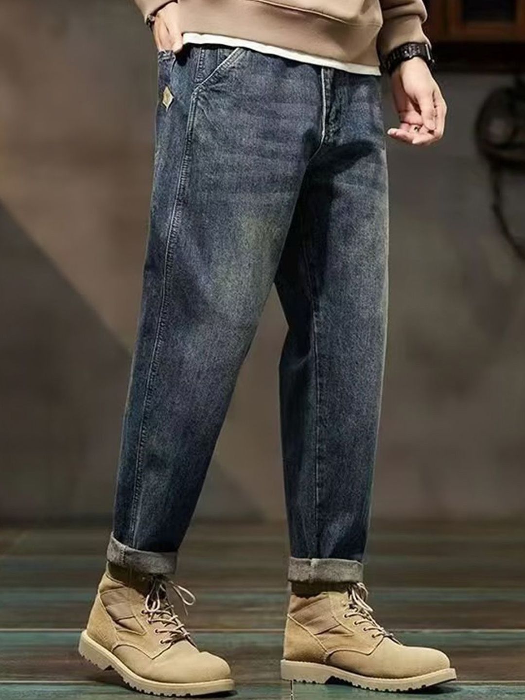 HERE&NOW Men Low Distress Heavy Fade Jeans
