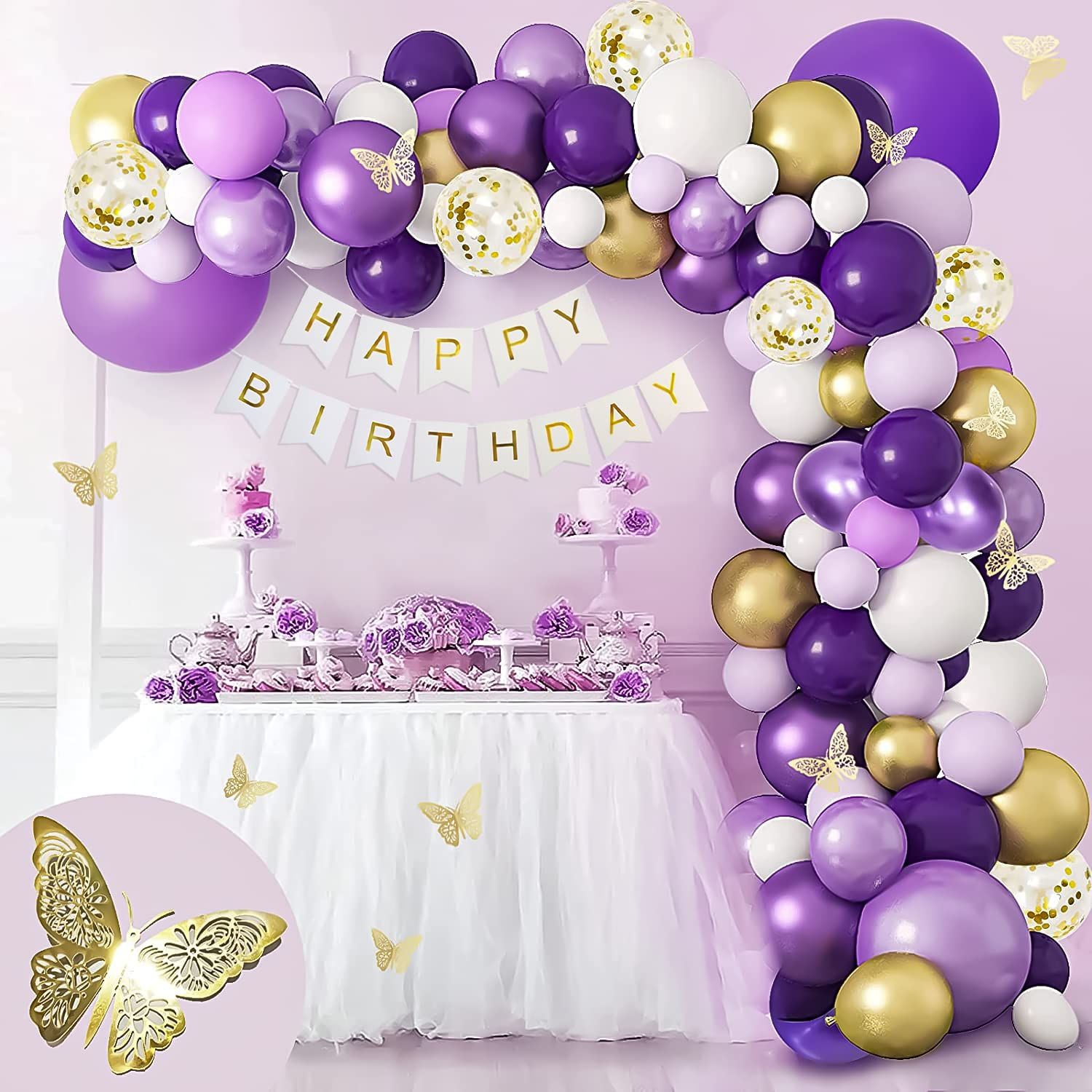 Special You Set Of 75 Purple & White Festive Decors