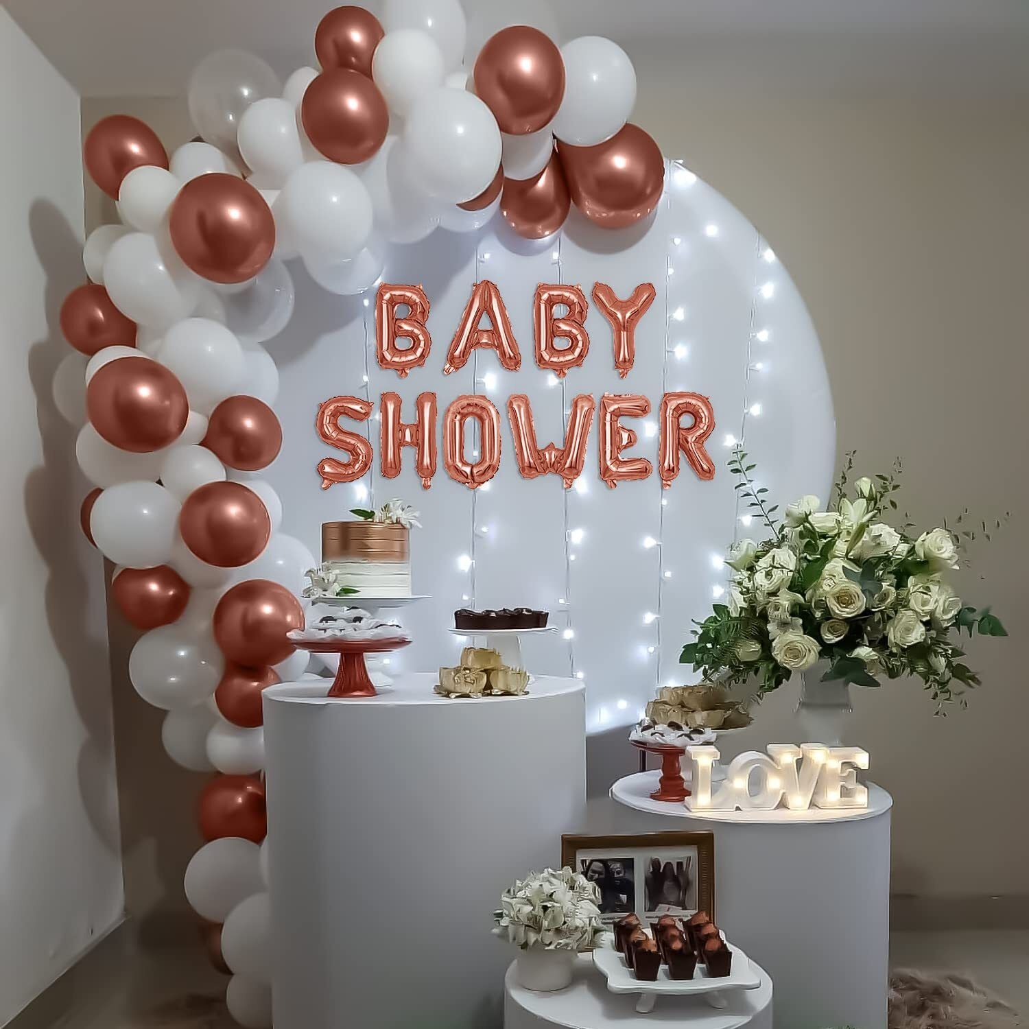 SPECIAL YOU 53 Pcs  White and Brown Baby Shower Festive Decor