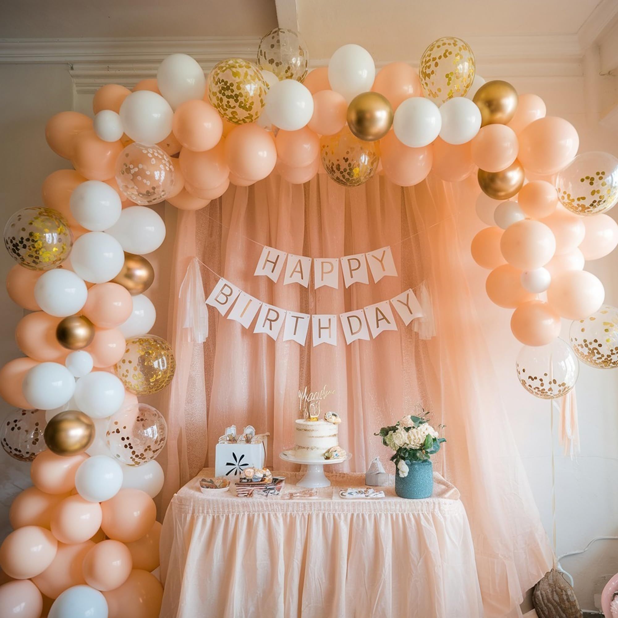 Special You 78 Pcs Peach & White Textured Birthday Decorations