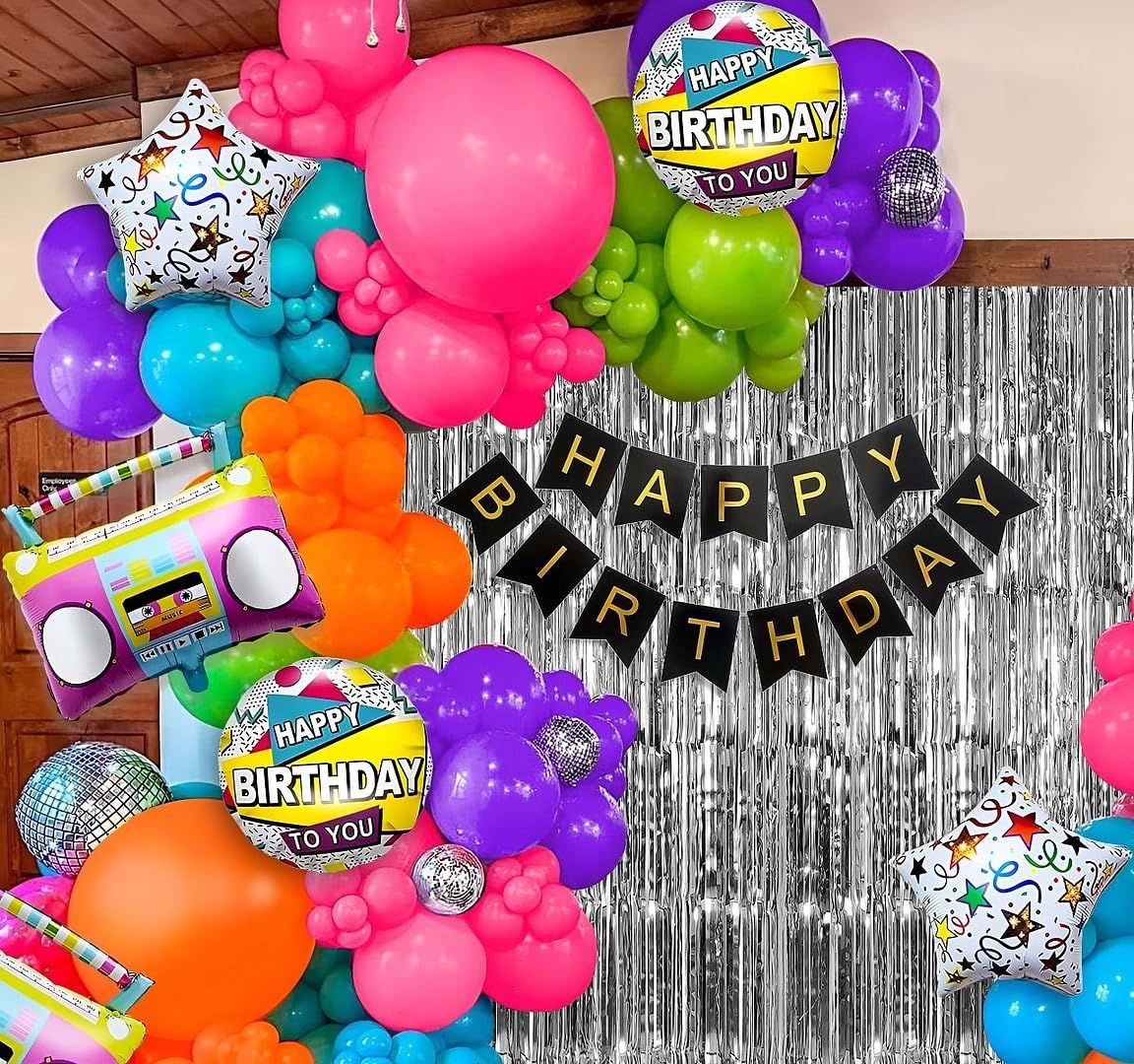 Special You 66 Pcs Pink & Green Balloons & Banner Festive Decor
