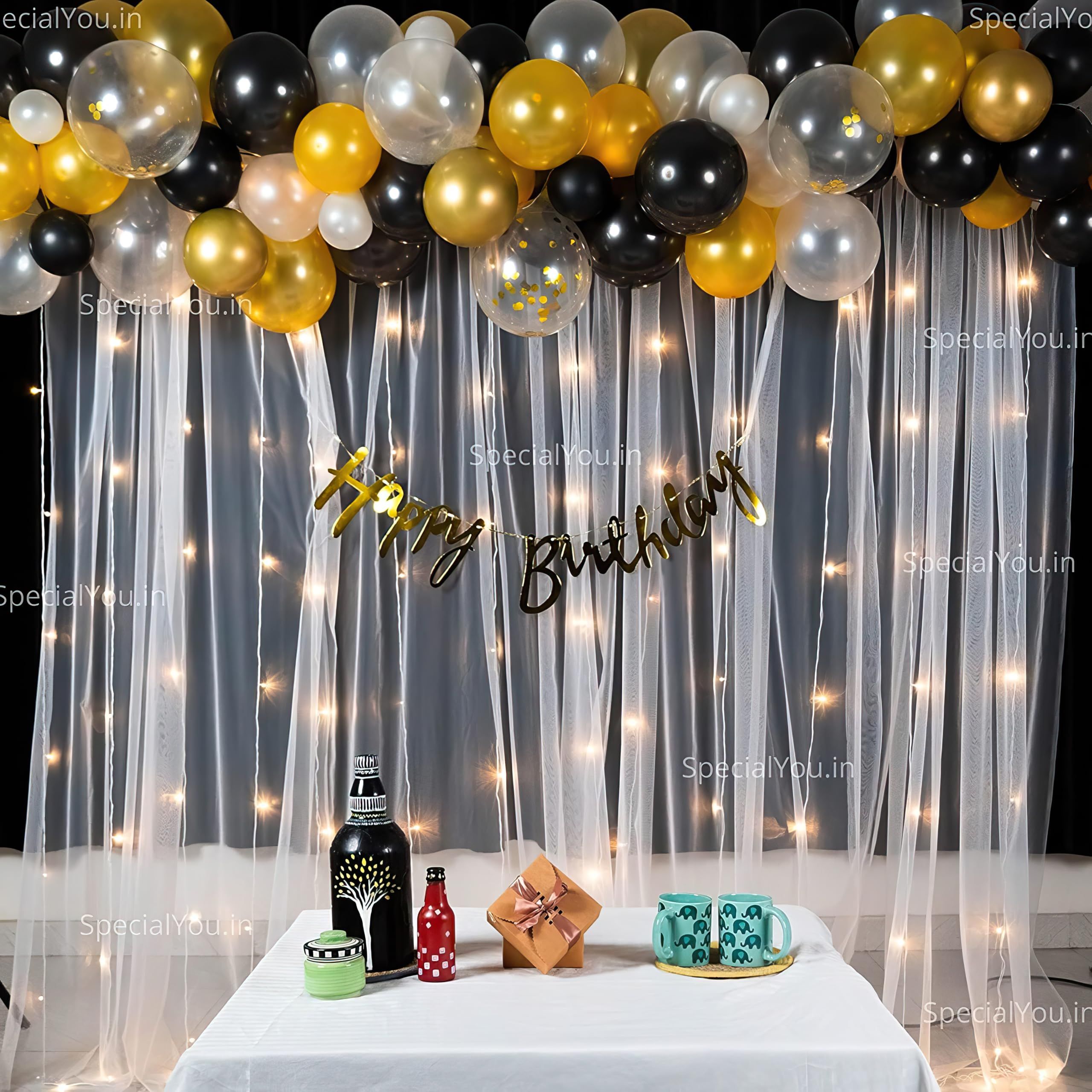 Special You 65 Pcs Black & White Birthday Decorations