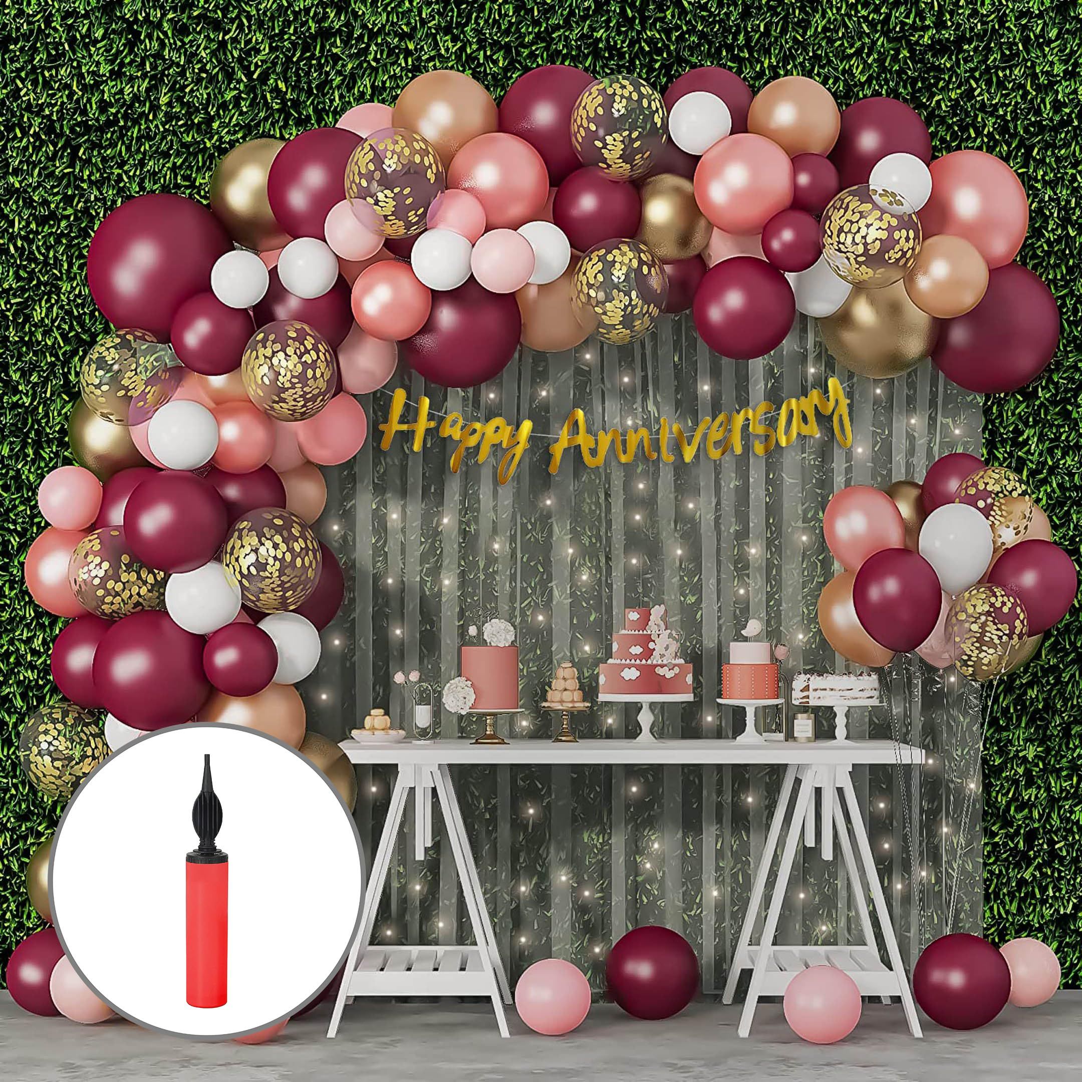 Special You 74Pcs Burgundy & Pink Anniversary Decor
