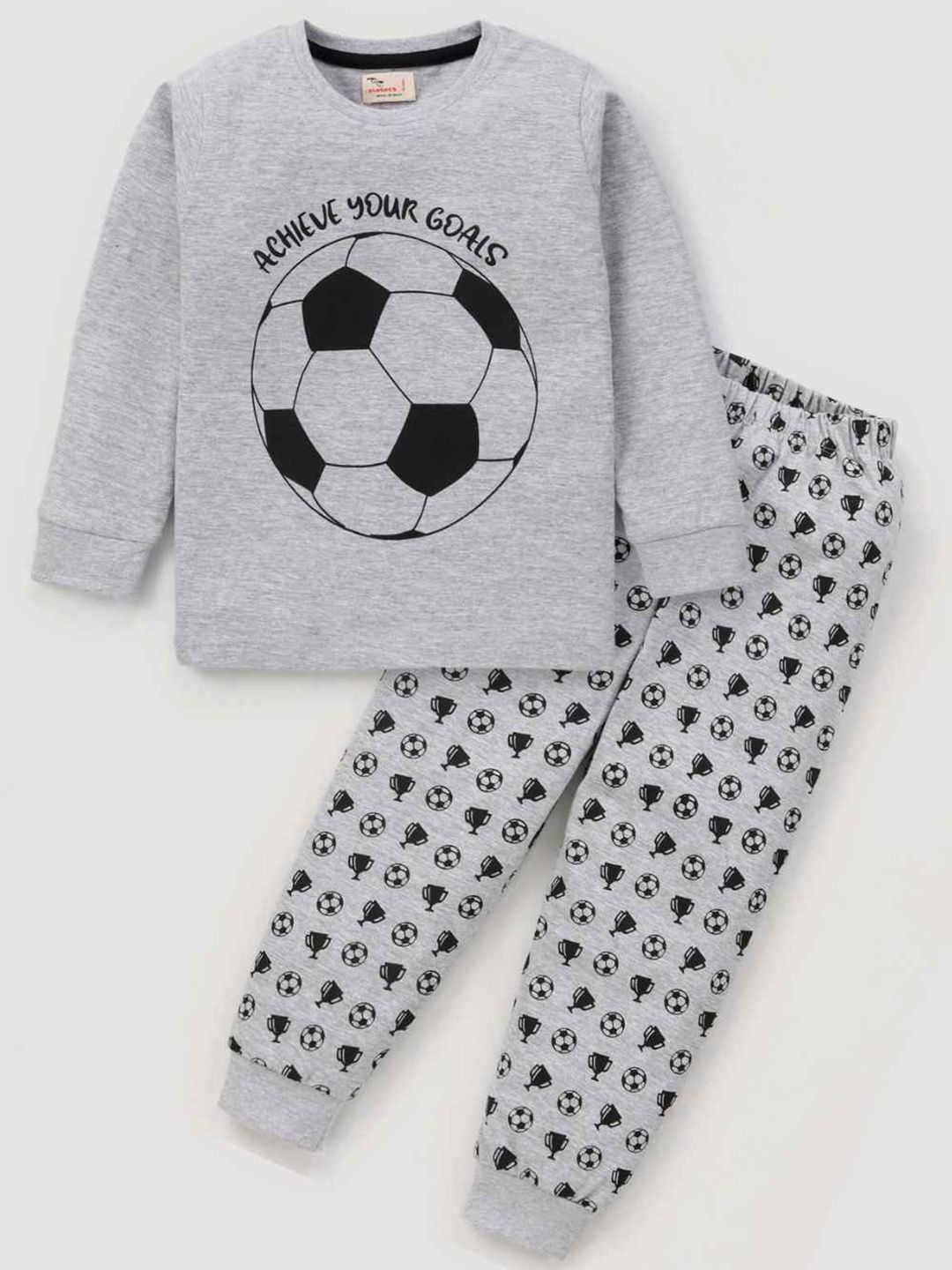 BLUSHES Kids Printed Round Neck Pure Cotton T-Shirt With Jogger