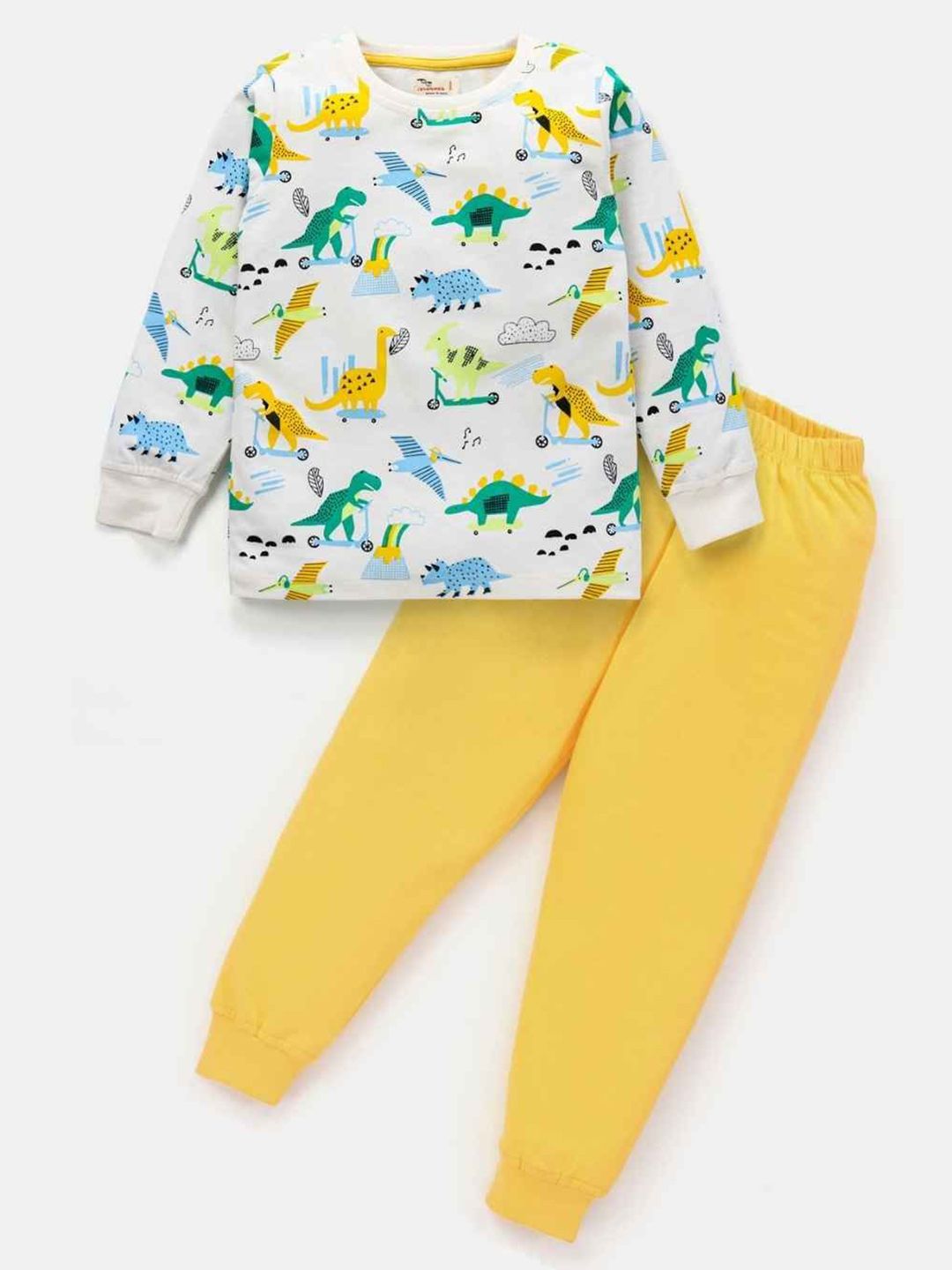 BLUSHES Kids Printed Round Neck Pure Cotton T-Shirt With Jogger