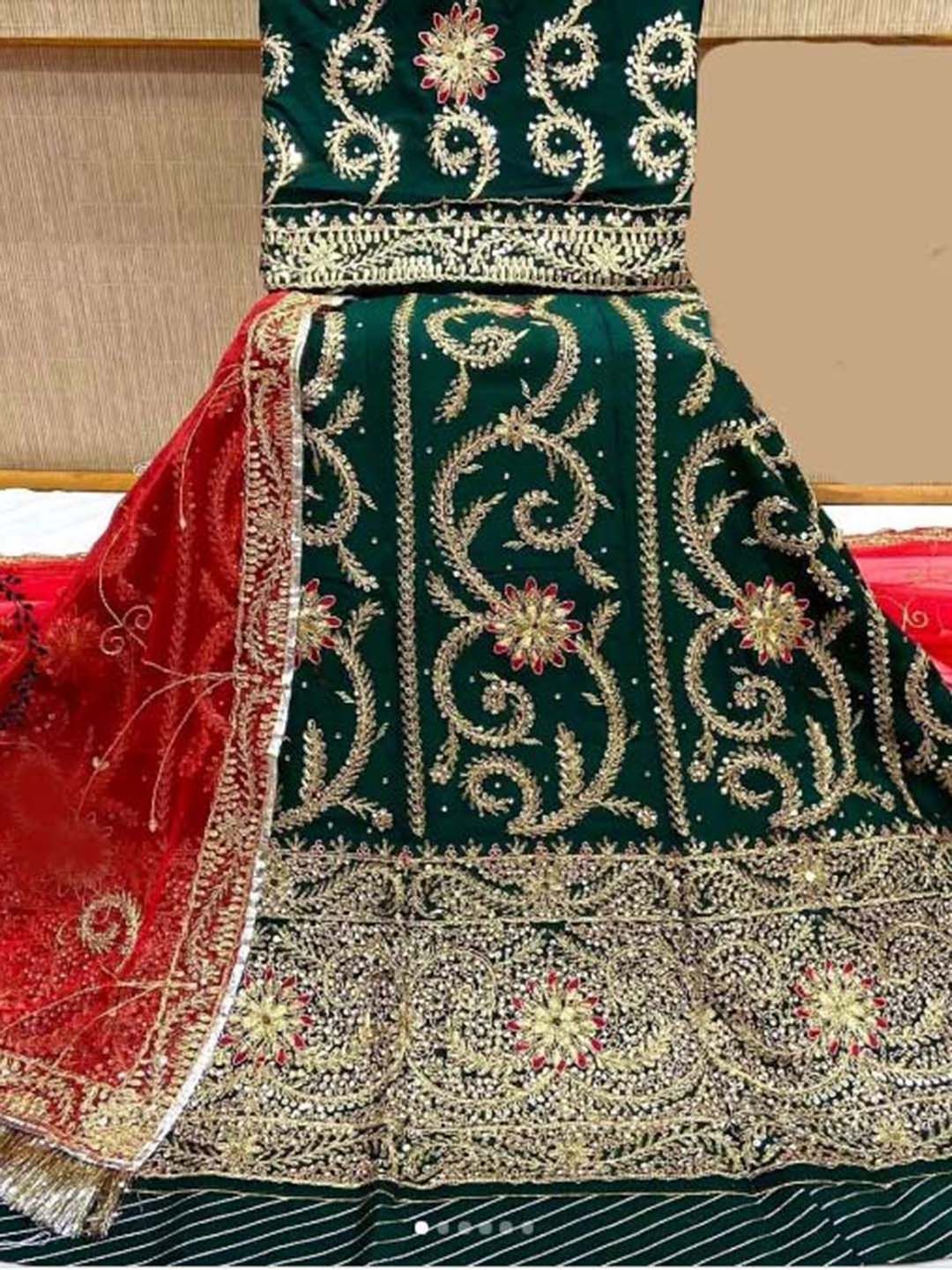 MADHUR HAND WORK ART Sequinned Semi-Stitched Lehenga & Unstitched Blouse With Dupatta