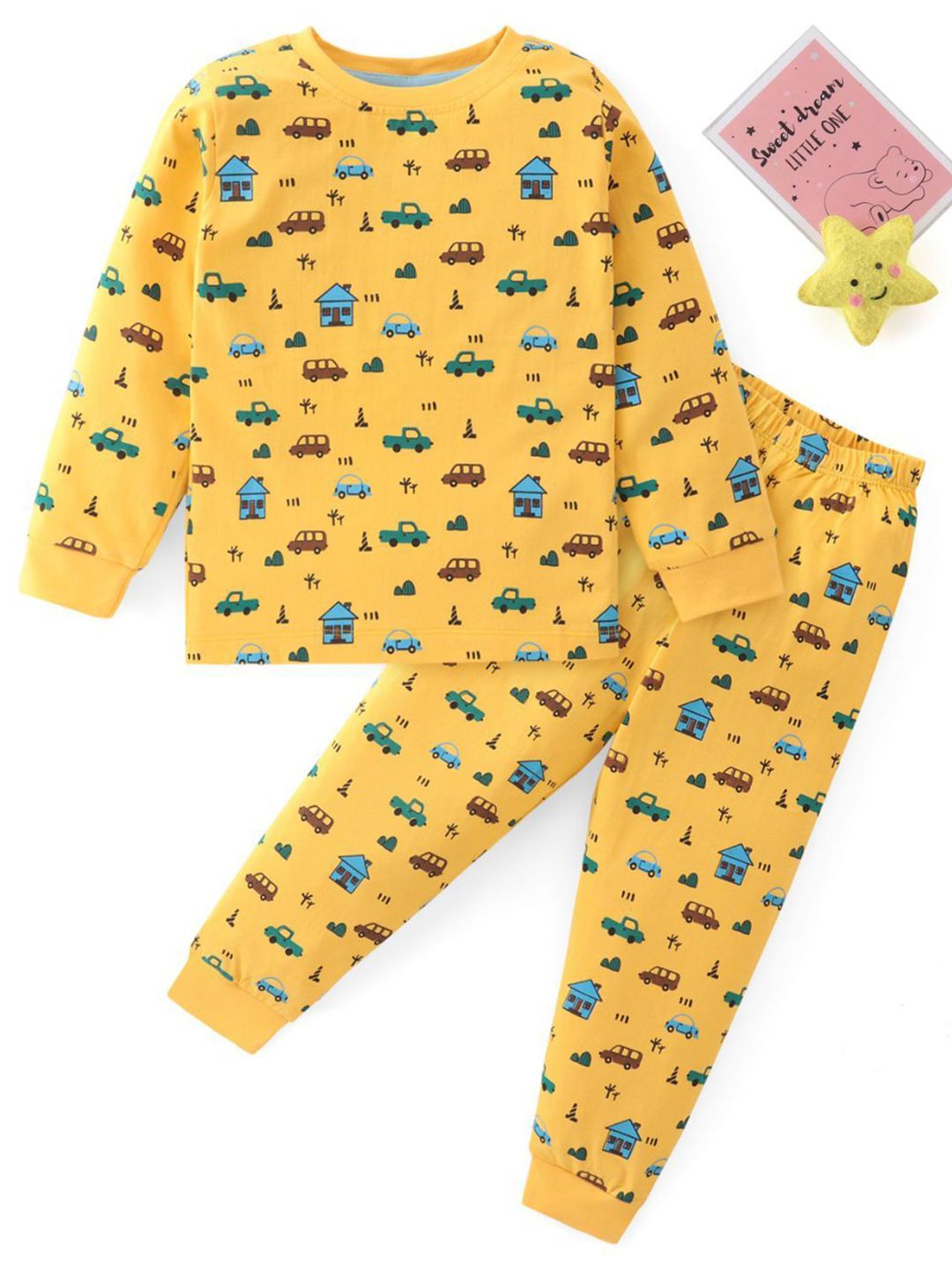 BLUSHES Kids Printed Round Neck Pure Cotton T-Shirt With Jogger