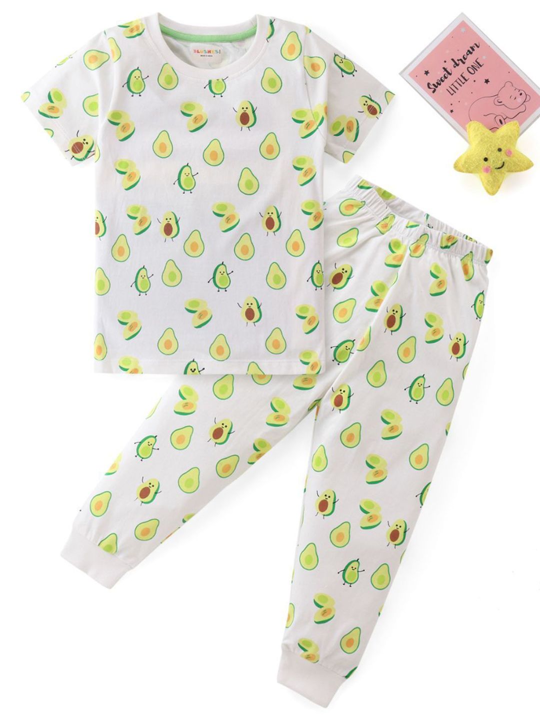 BLUSHES Kids Printed Round Neck Pure Cotton T-Shirt With Jogger