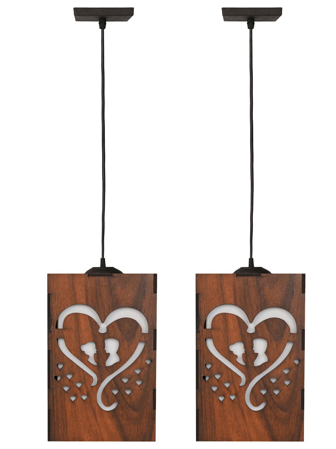 Gojeeva Brown & White 2 Pcs Wooden 10 Watts Rectangular Contemporary Ceiling Lamps