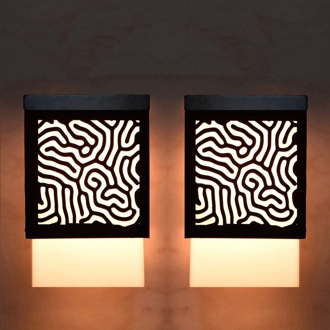 Gojeeva 2Pieces Black & White Textured Wooden Contemporary Square Shaped Ceiling Lamp