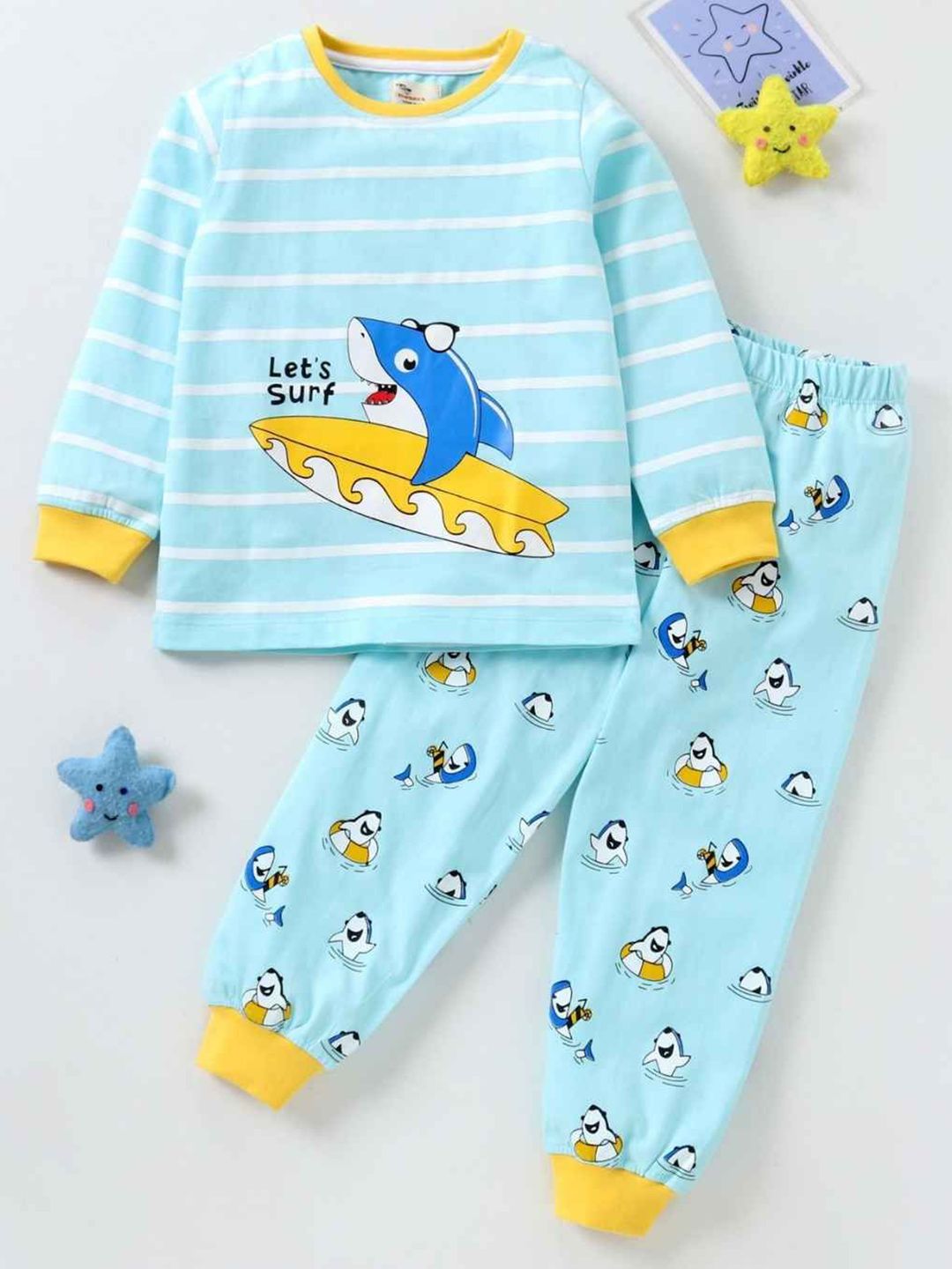 BLUSHES Kids Printed Round Neck Pure Cotton T-Shirt With Jogger