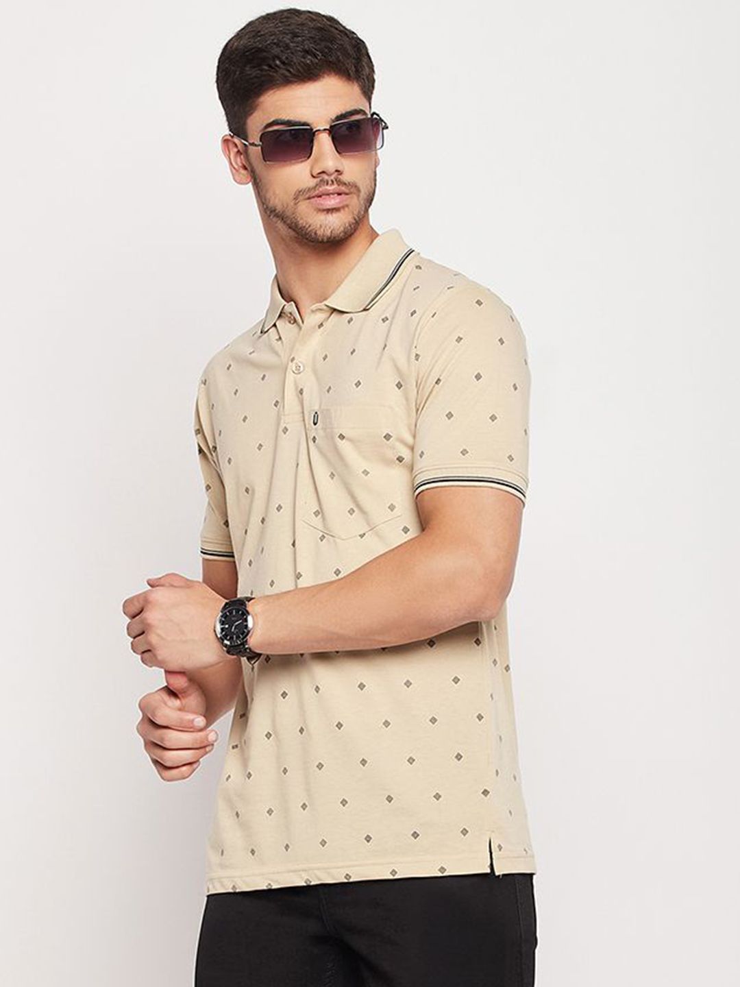 UNIBERRY Men Printed Polo Collar T-shirt