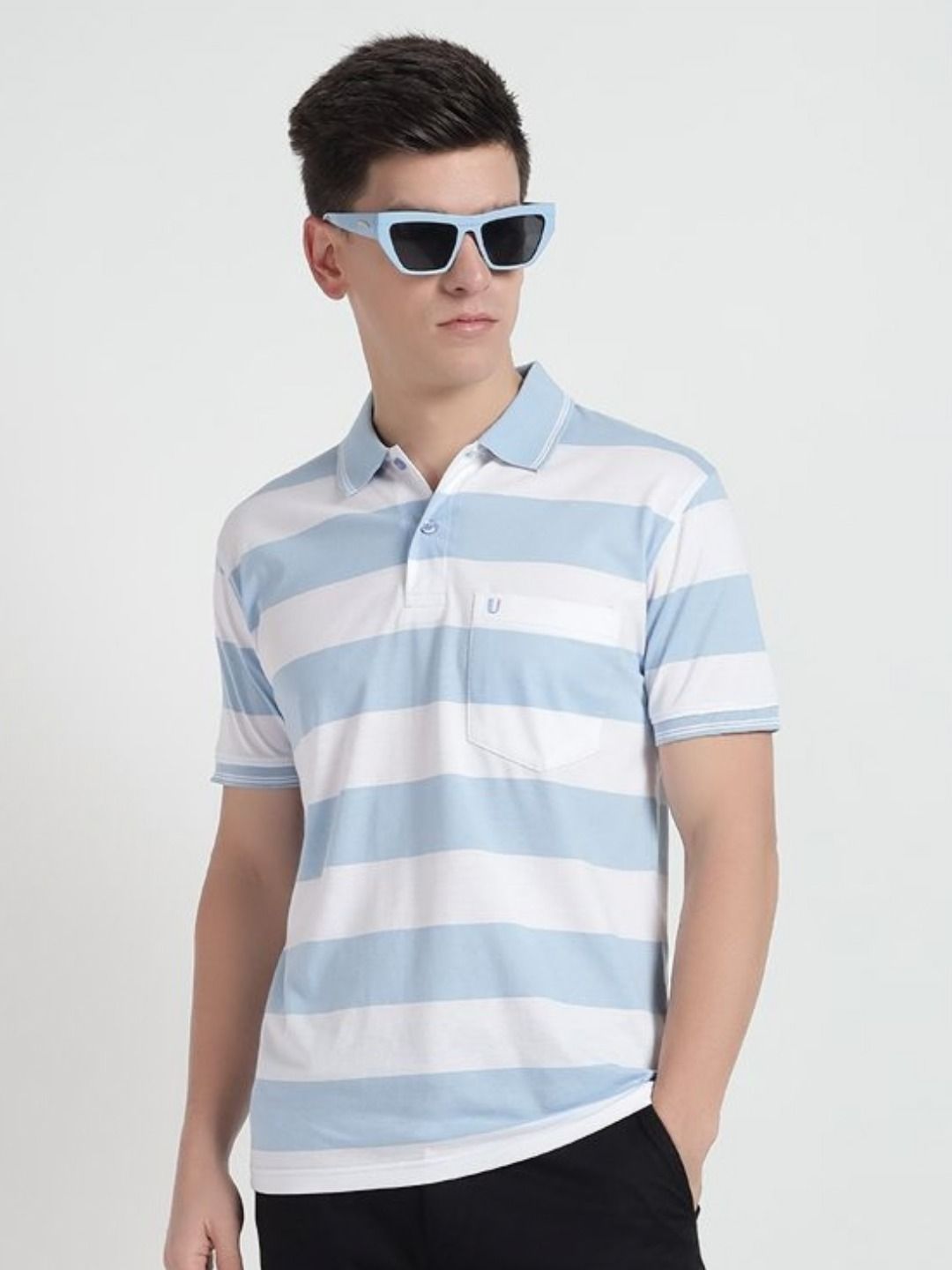 UNIBERRY Men Striped Polo Collar T-shirt