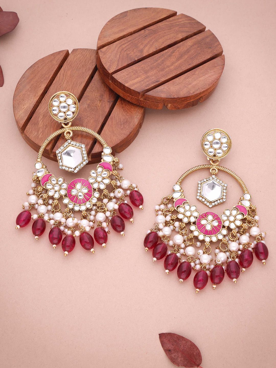 Anouk Gold Plated Artificial Beads Contemporary Jhumkas deal from myntra