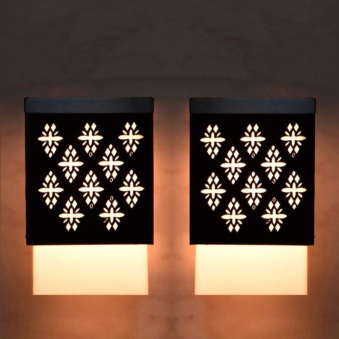 Gojeeva Black & White 2 Pieces Textured Wooden Square Shaped Ceiling Lamps