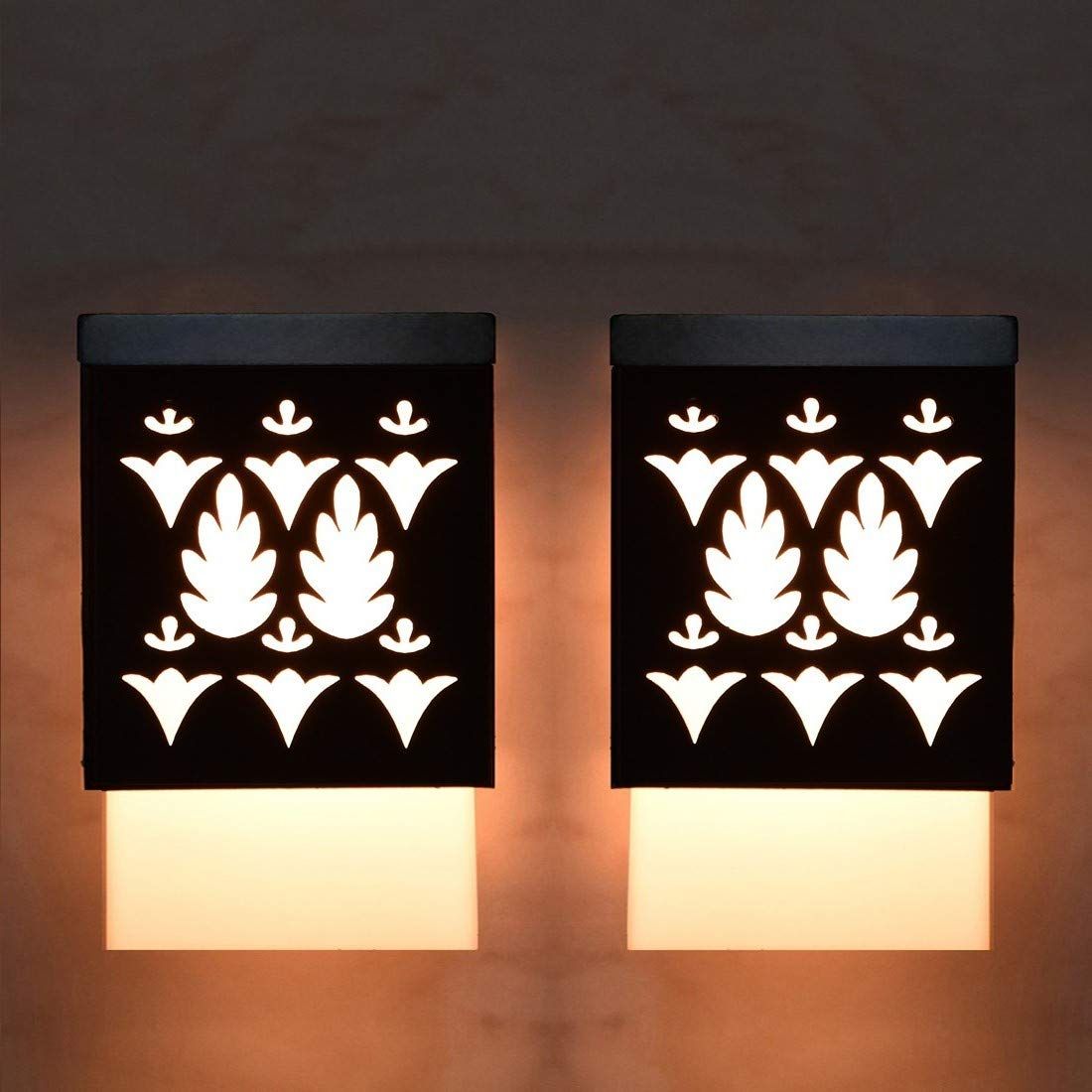 Gojeeva Black & White 2 Pieces Wooden Textured Square Shaped Ceiling Lamps