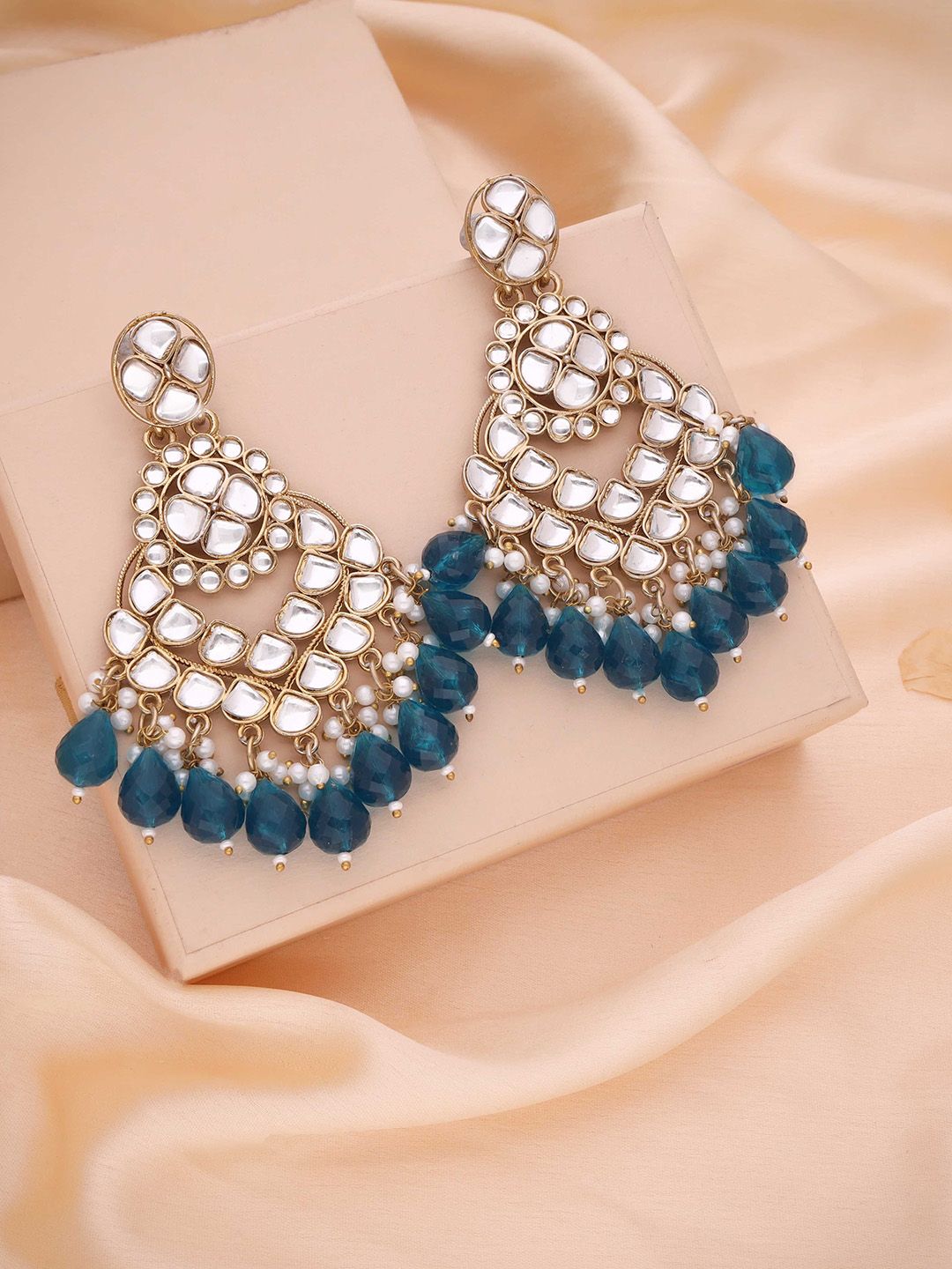 Anouk Gold Plated Artificial Beads Contemporary Jhumkas deal from myntra