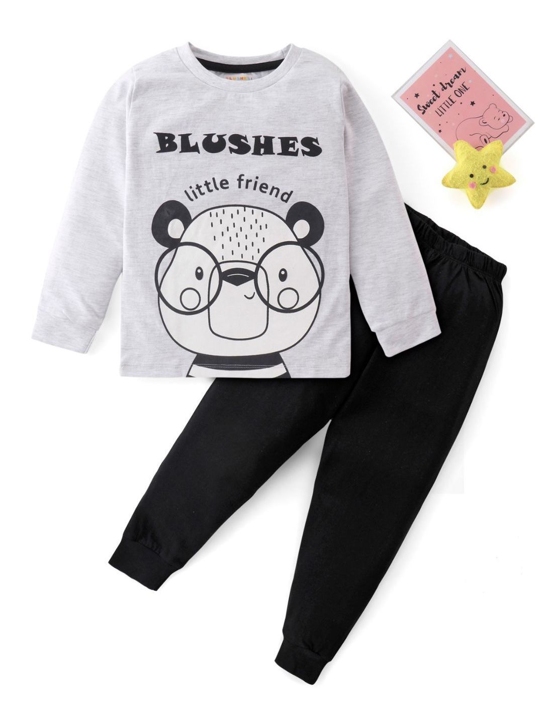 BLUSHES Kids Printed Round Neck Pure Cotton T-Shirt With Jogger