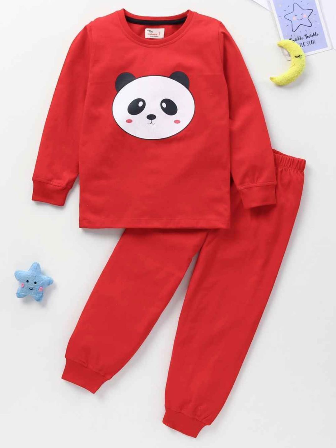 BLUSHES Kids Printed Round Neck Pure Cotton T-Shirt With Jogger