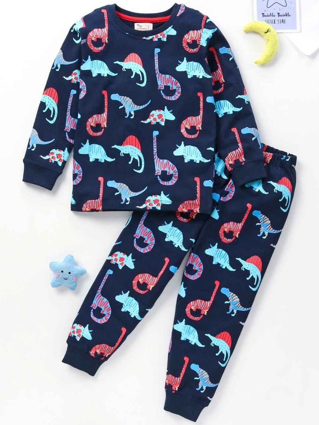 BLUSHES Kids Printed Round Neck Pure Cotton T-Shirt With Jogger