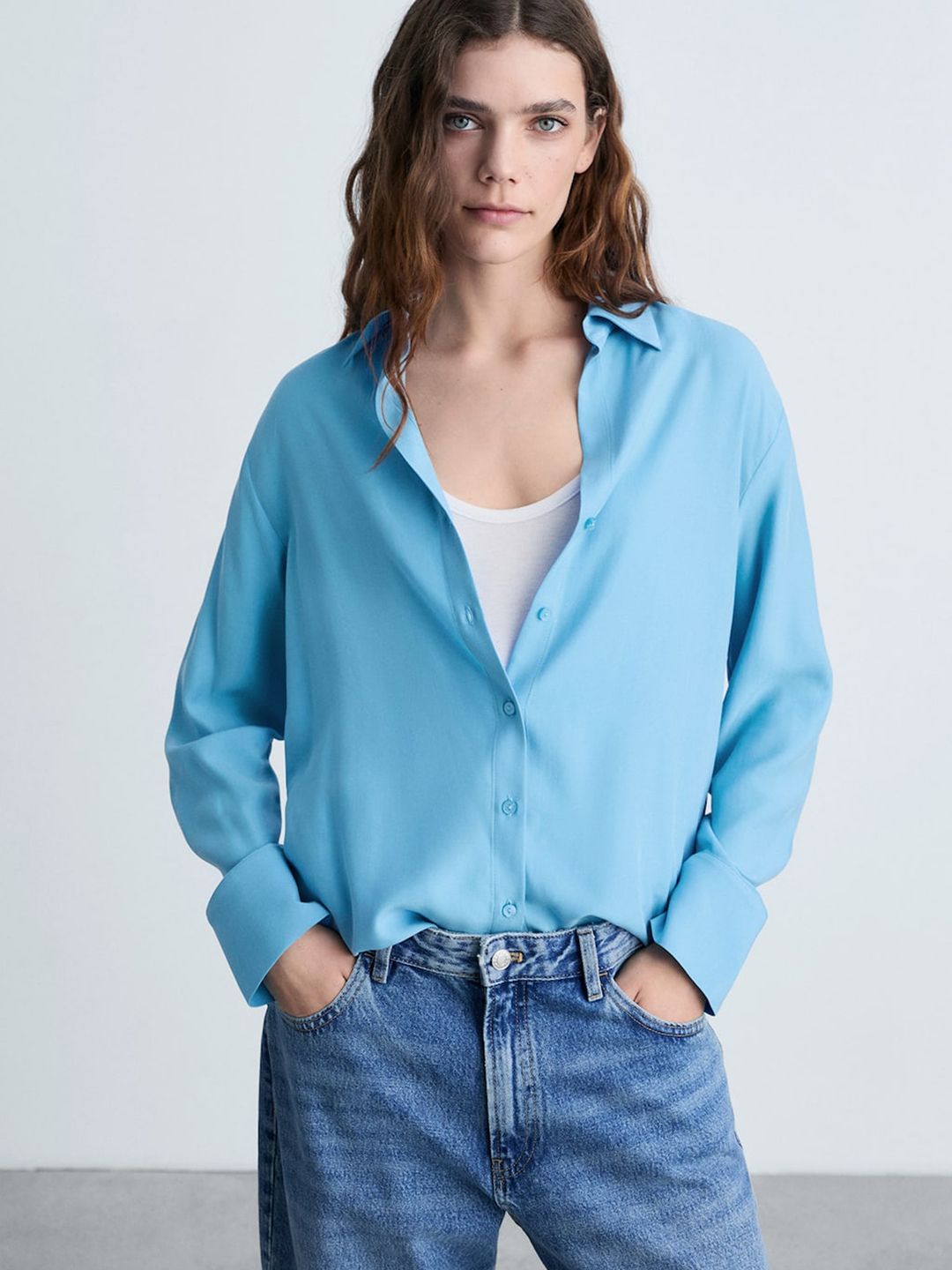 Drop-Shoulder Sleeve Fluid Casual Shirt