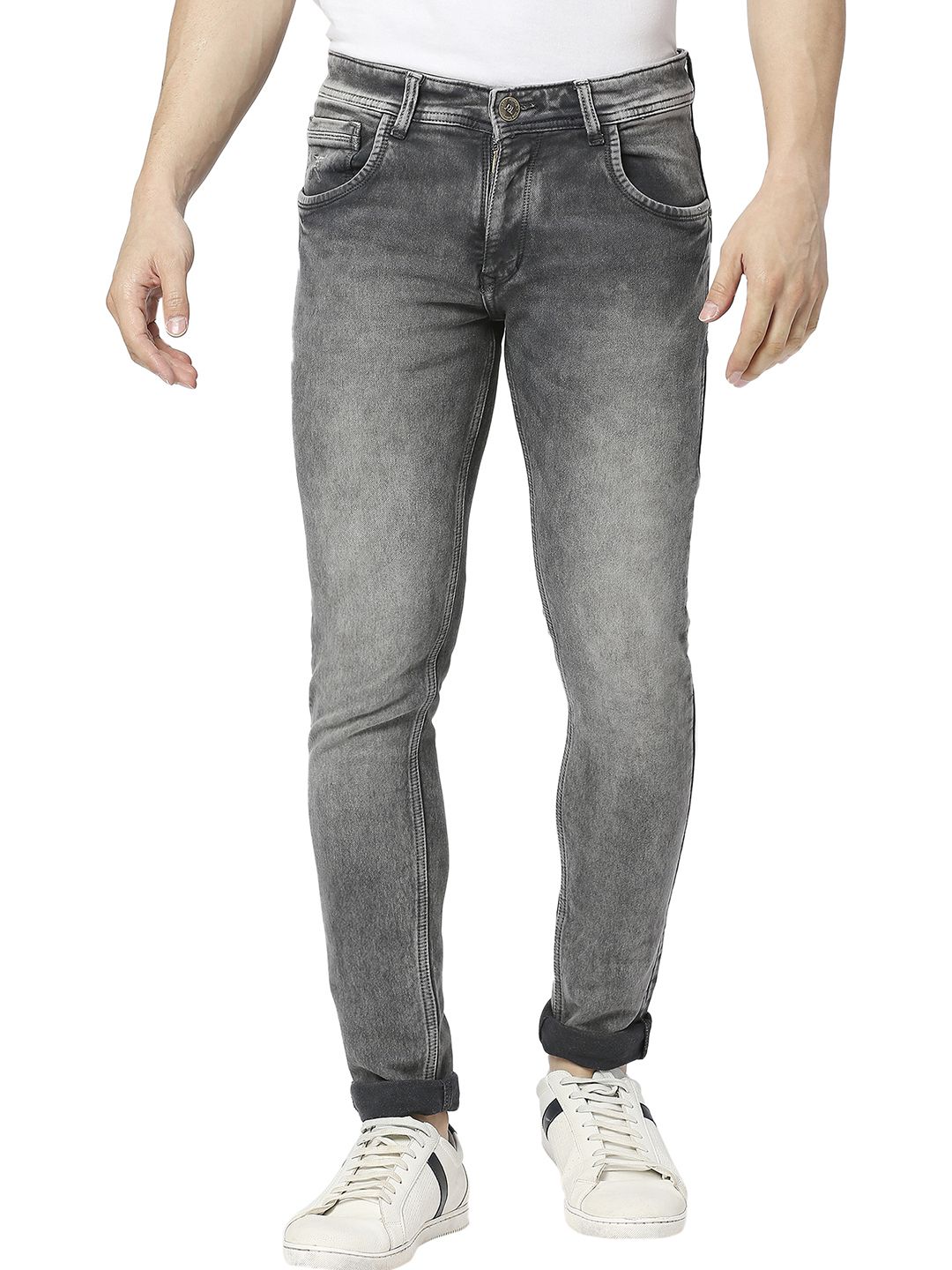 TCI Men Mid-Rise Slim Fit Heavy Fade Jeans