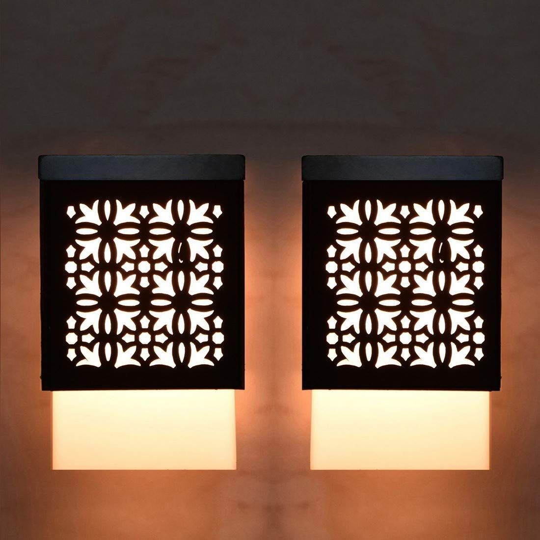 Gojeeva Black & White 2 Pieces Textured Wooden Square Shaped Contemporary Ceiling Lamps