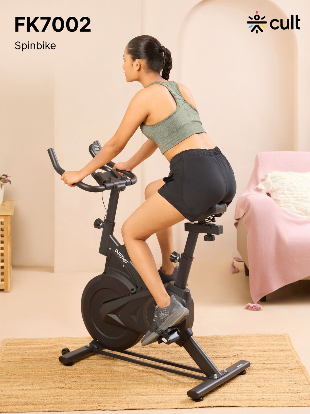 FITKIT Fitkit by Cult FK7002 6Kg Flywheel Exercise Bike Max Wt 120 kg with Adjustable Resistance