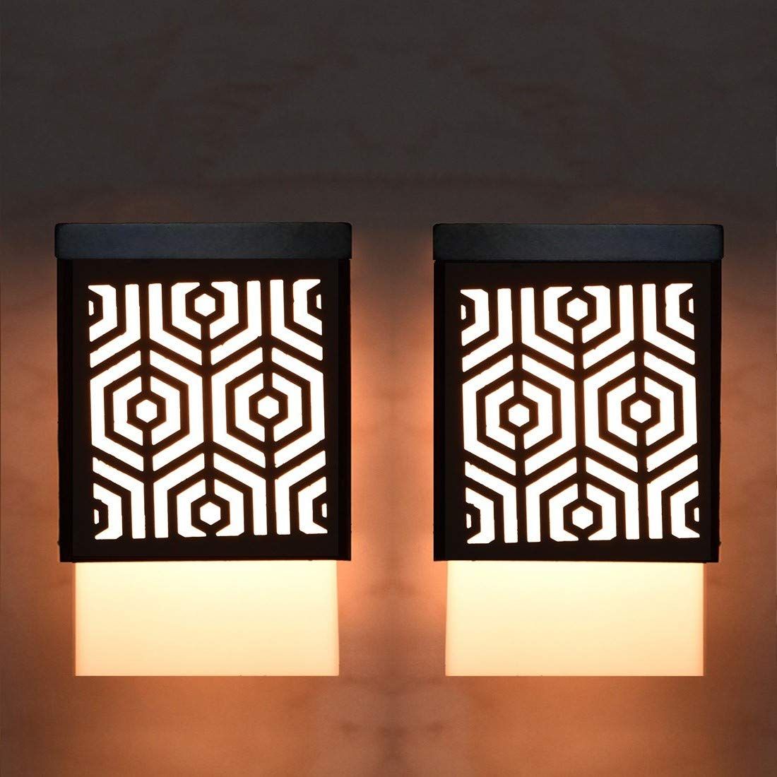 Gojeeva Black & White 2 Pieces Textured Wooden Square Shaped Contemporary Ceiling Lamps