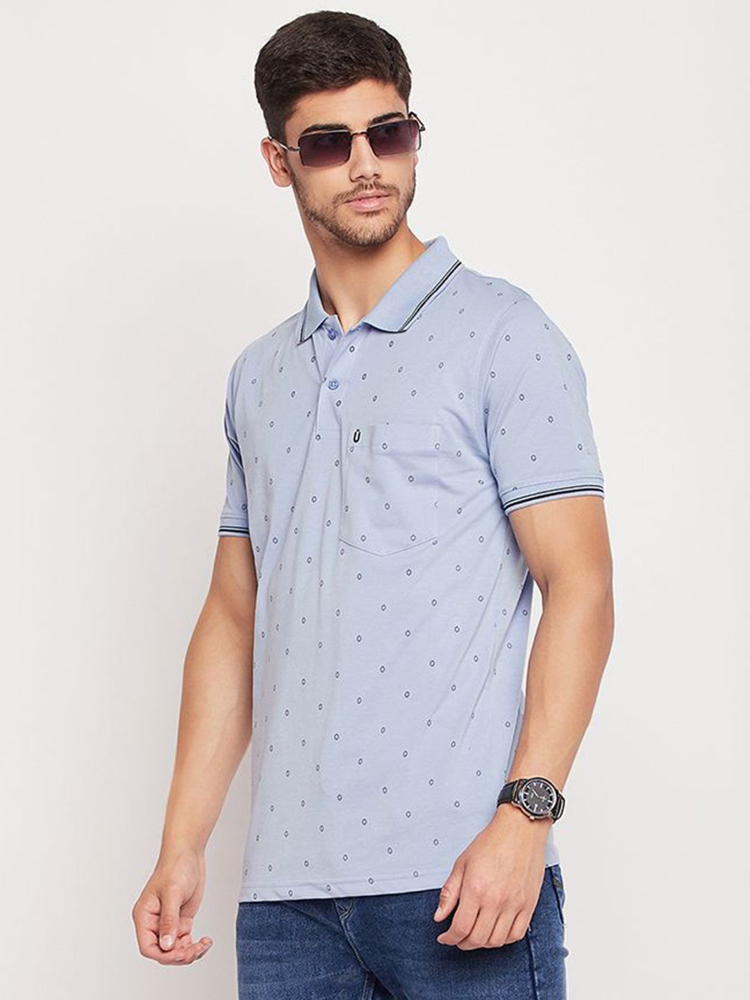 UNIBERRY Men Printed Polo Collar T-shirt