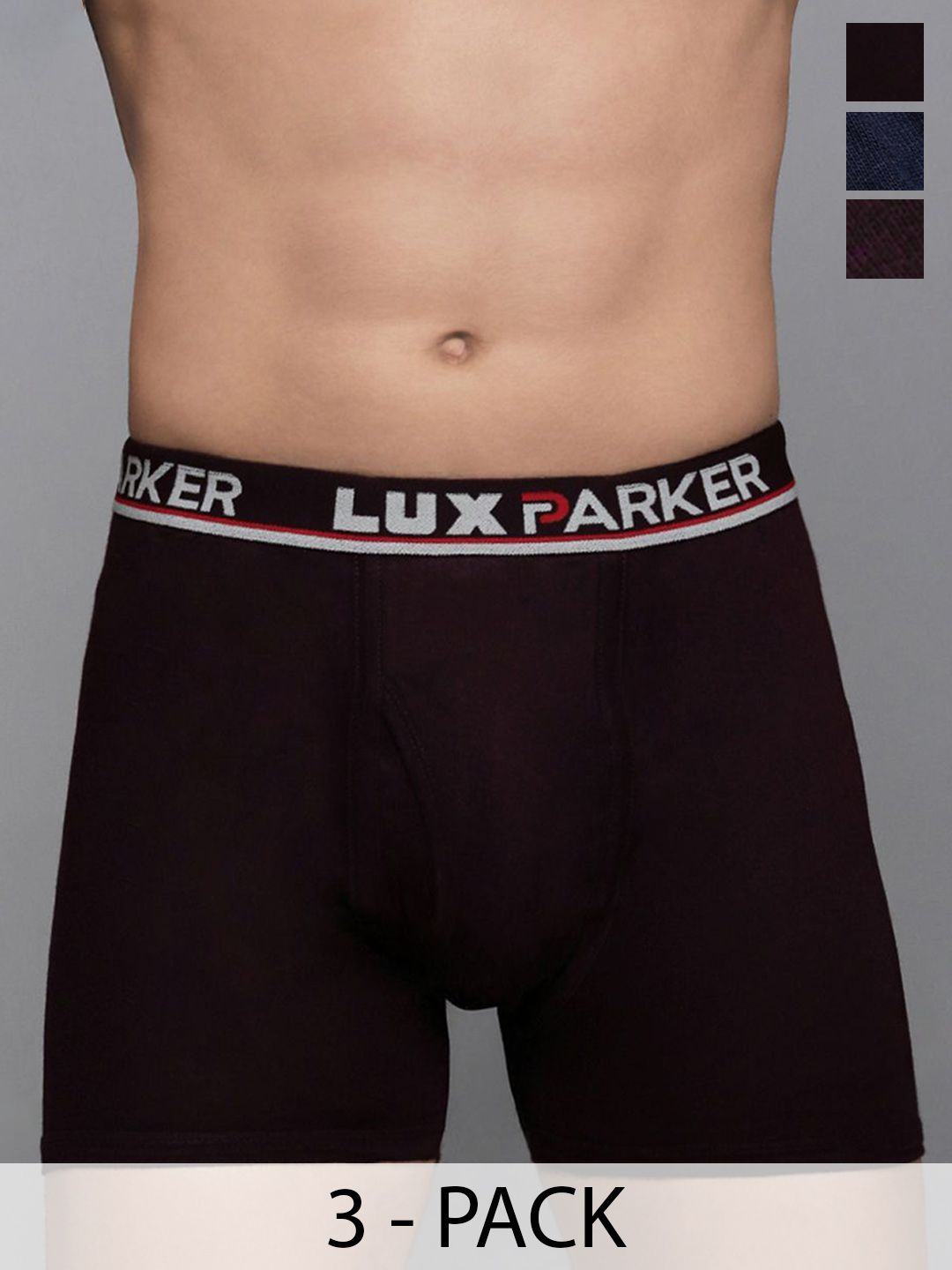 Buy LUX PARKER Pack Of 3 Pure Cotton Long Trunks