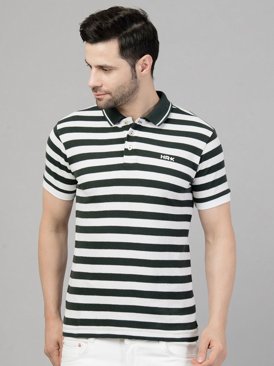 HRX by Hrithik Roshan Men Polo Collar Monochrome T-shirt