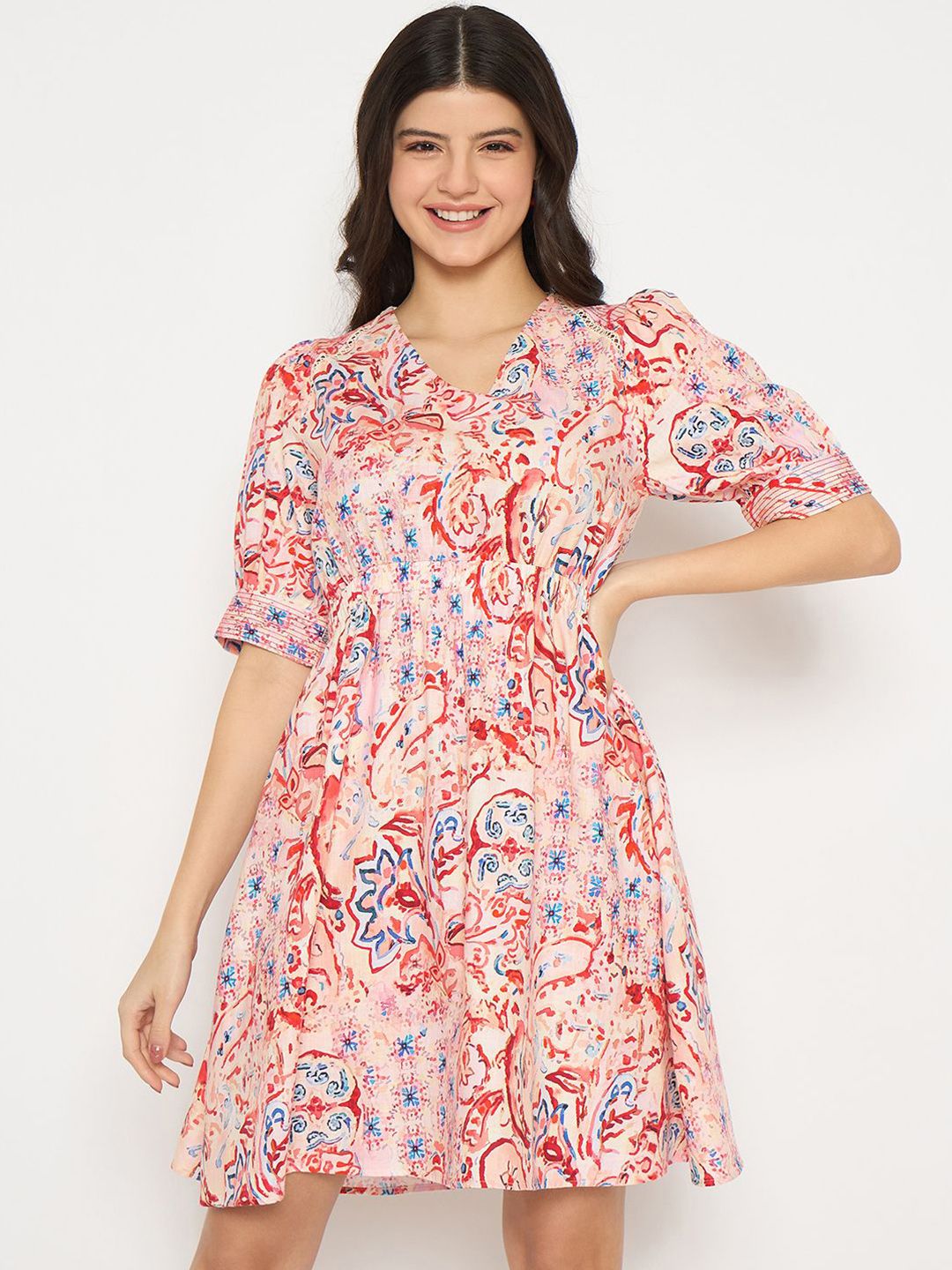 Madame Madame Floral Print Fit & Flare Dress