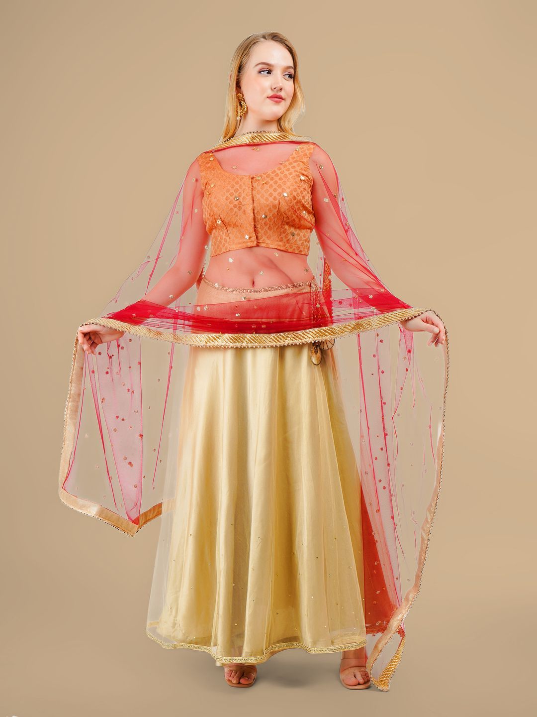 Karthav Fashion Floral Embroidered Dupatta With Sequinned