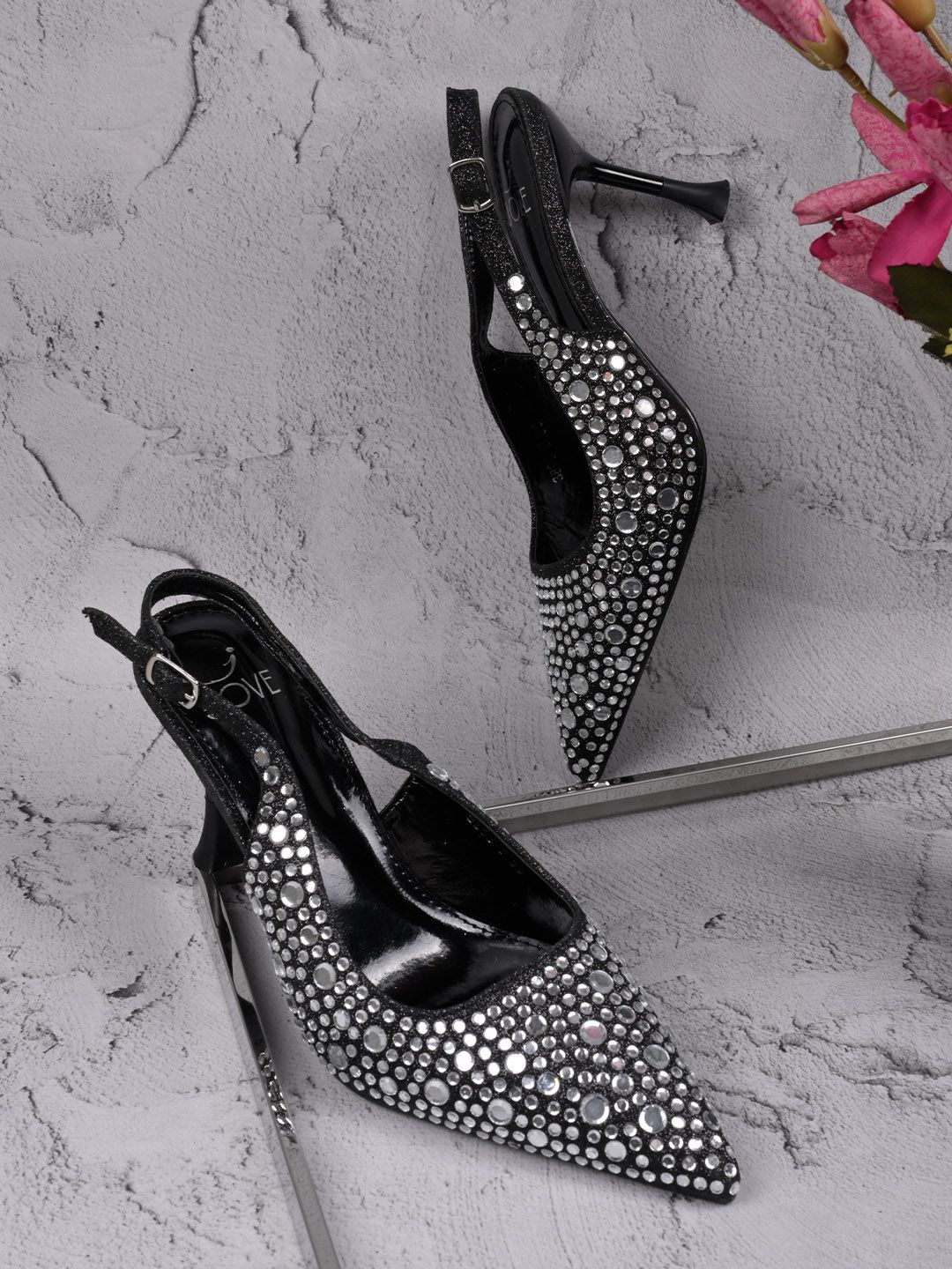 Jove Embellished PU Party Stiletto Pumps