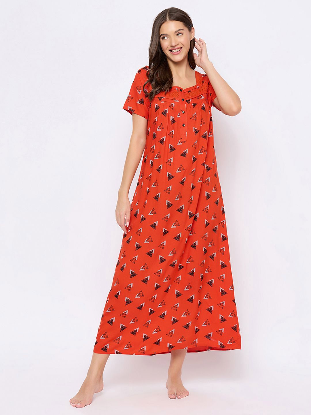 Clovia Printed Maxi Nightdress