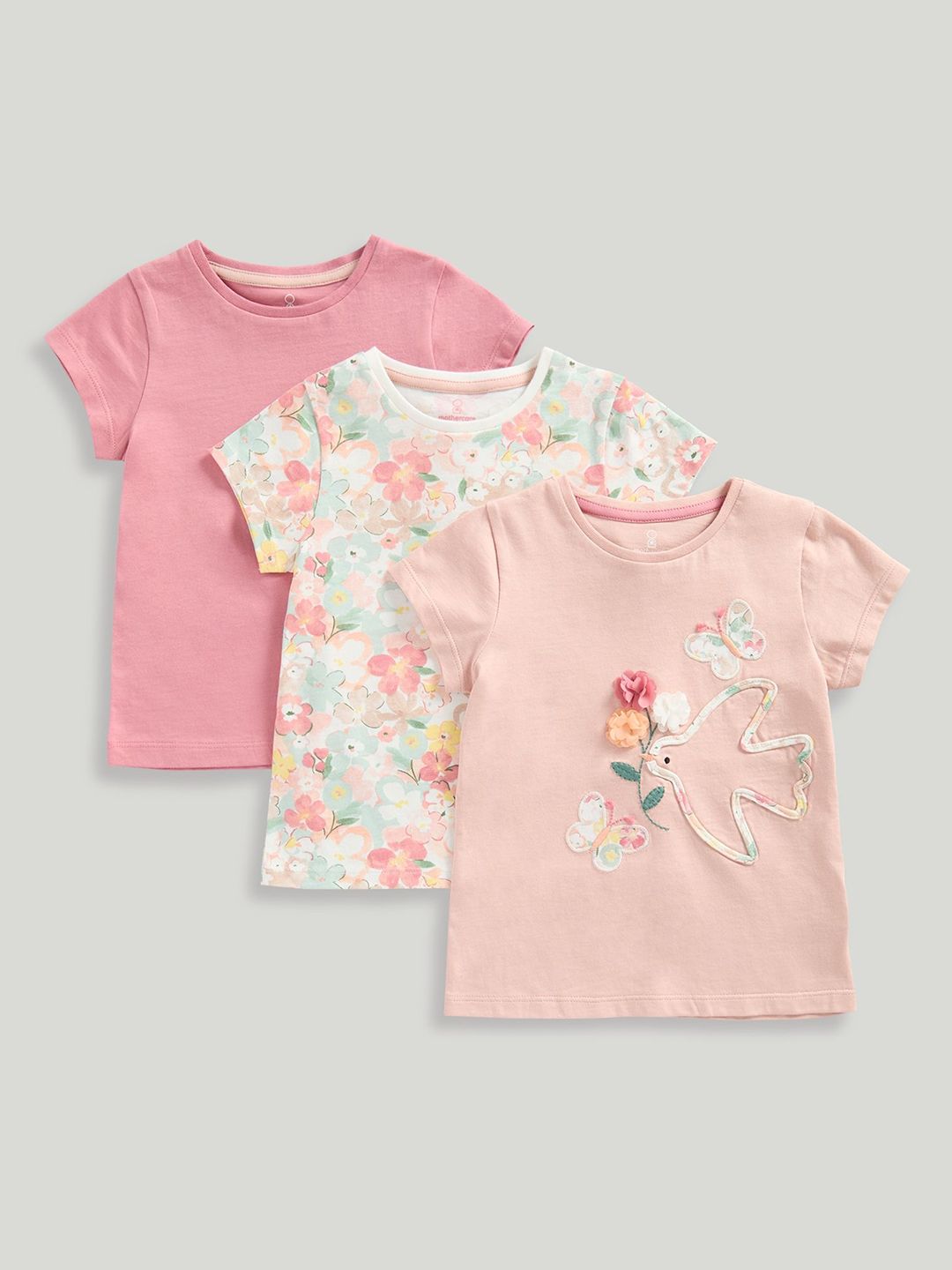 mothercare Girls Floral 3 Printed T-shirt