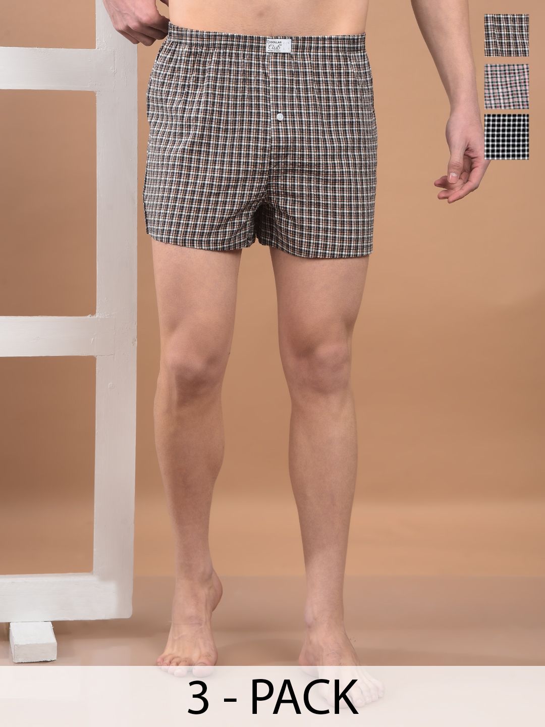 Dollar Pack Of 3 Assorted Checkered Pure Combed Cotton Boxers
TSSO-01-CHECK246-PO3