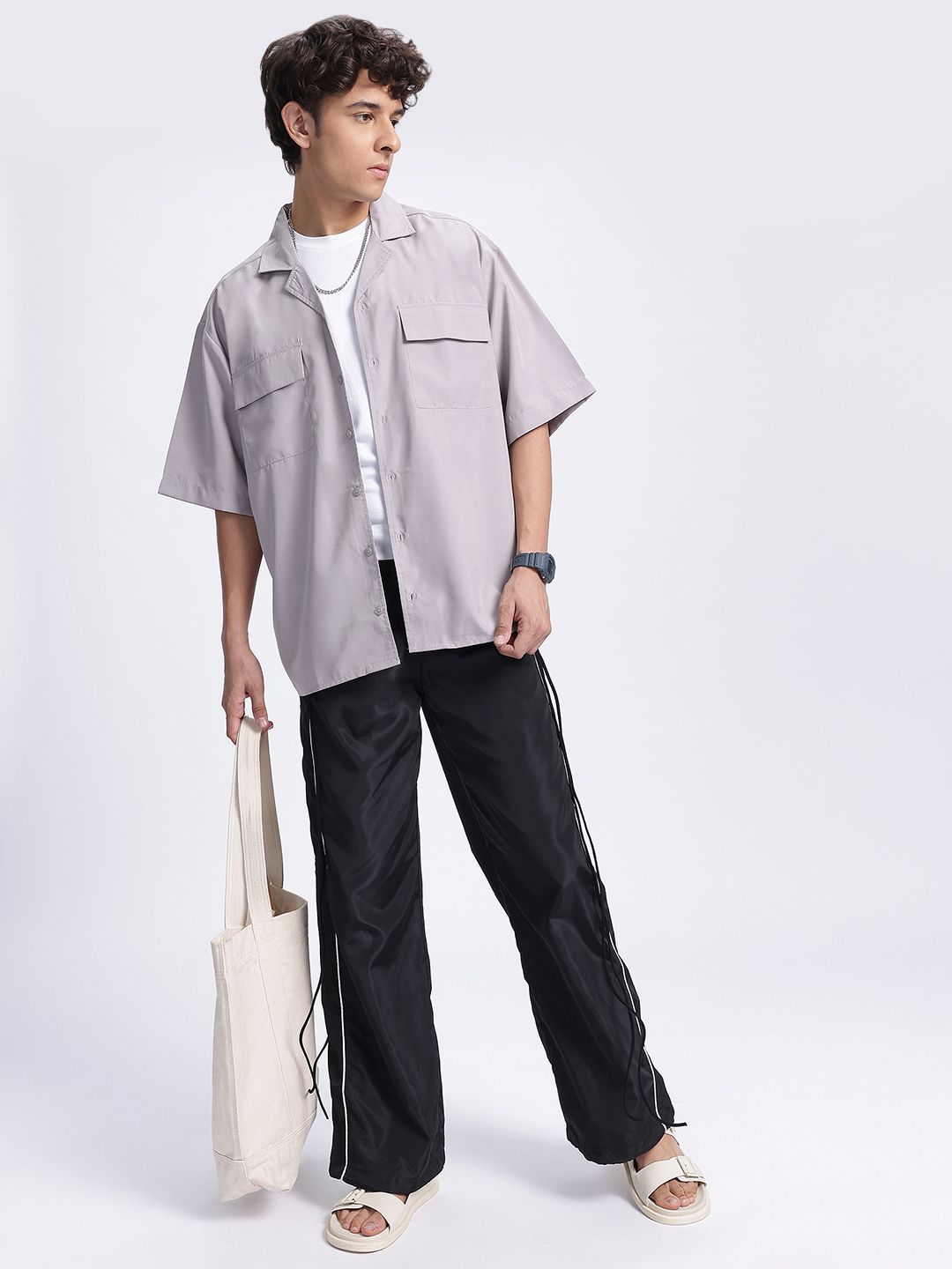 glitchez Freeform Fit Drop-Shoulder Oversized Shirt deal from myntra