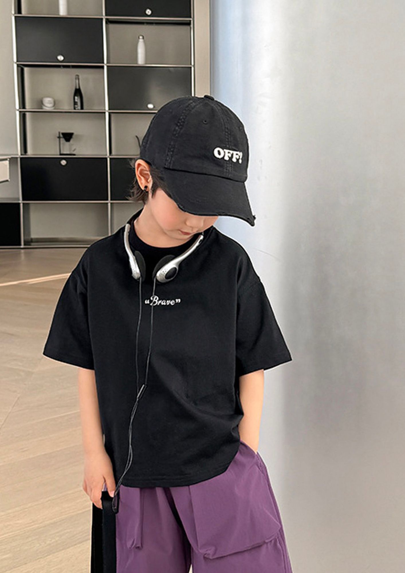 LULU & SKY Boys Solid Round Neck Cotton Oversized T-shirt