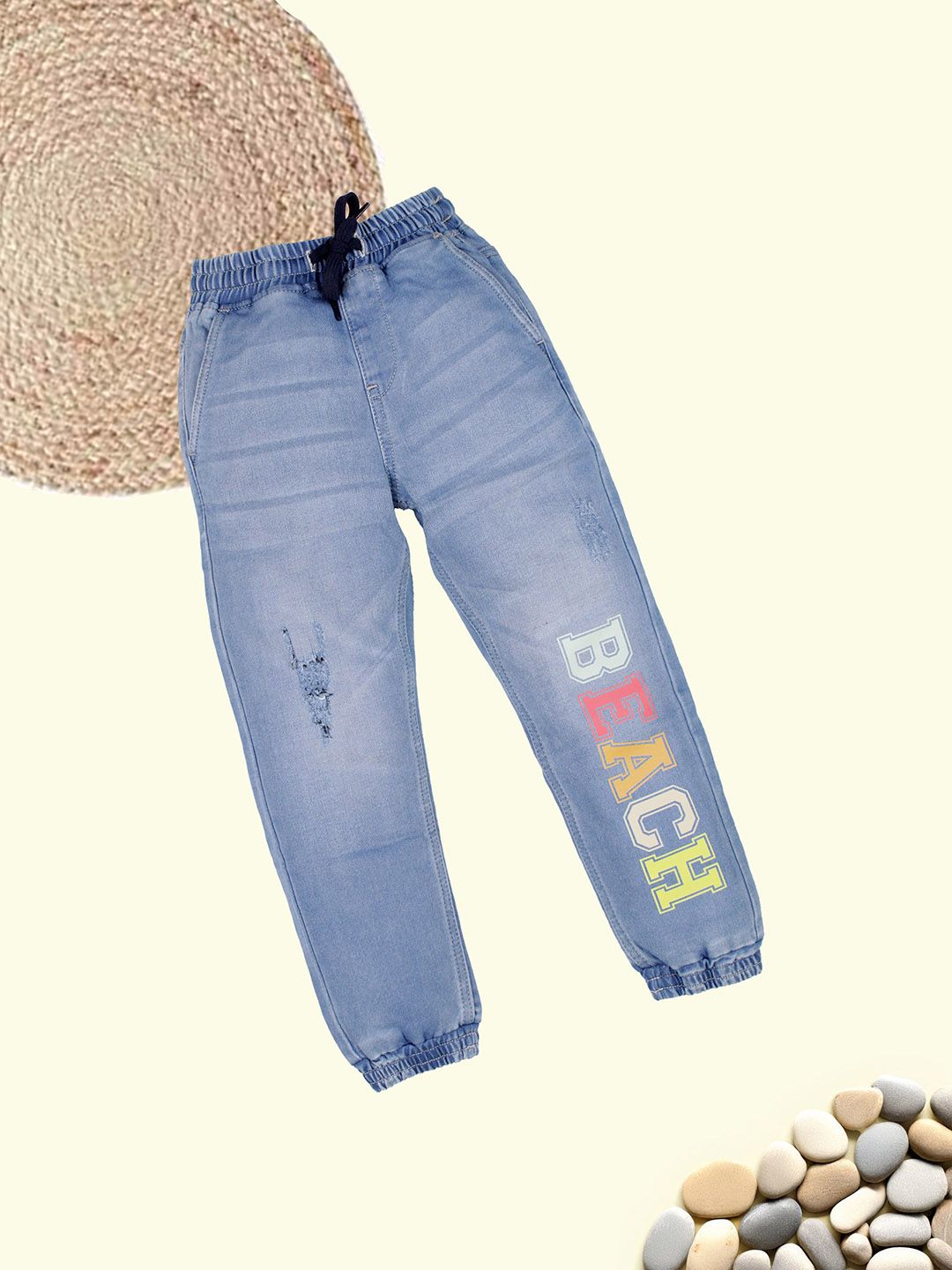 KiddoPanti Boys Printed Wrinkle Free Joggers Trousers