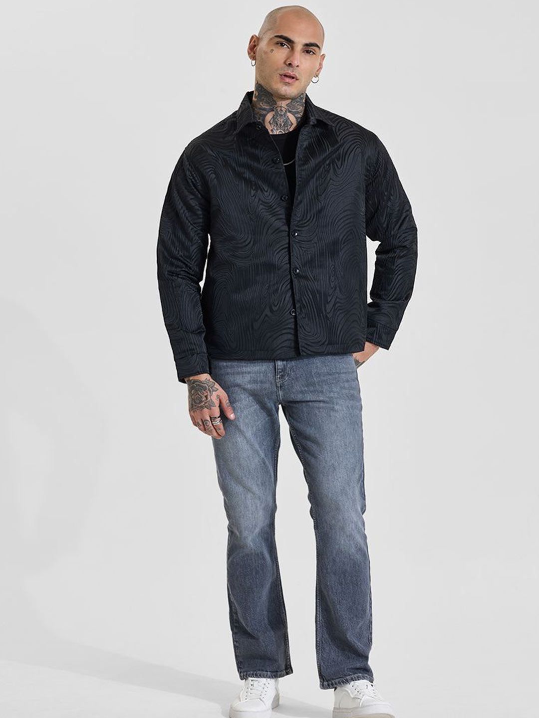 Snitch Black Textured Jacket