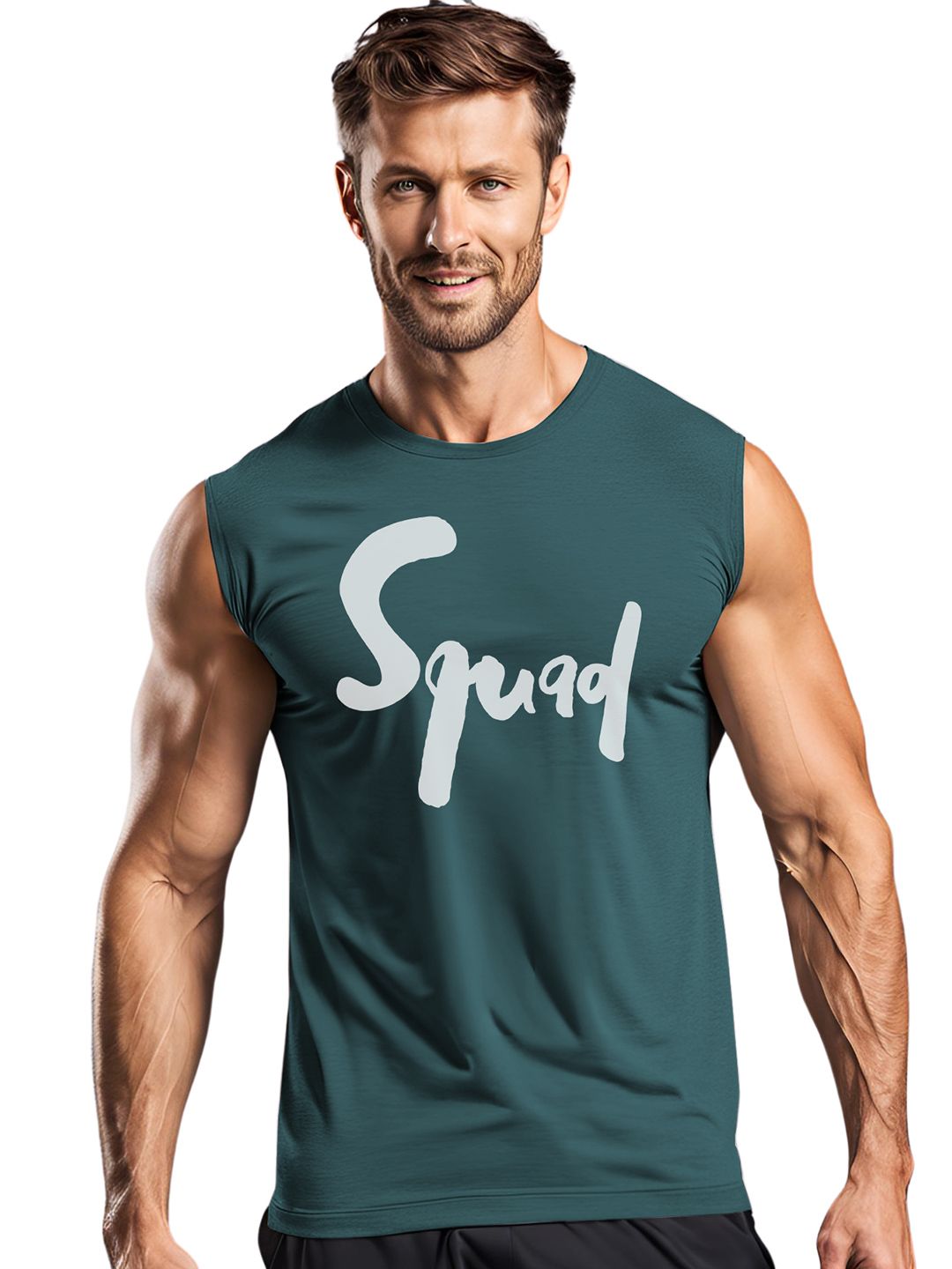 3Colors Printed Sleeveless Innerwear Gym Vest VEST-CCUT-SQUAD-AF BLUE_L