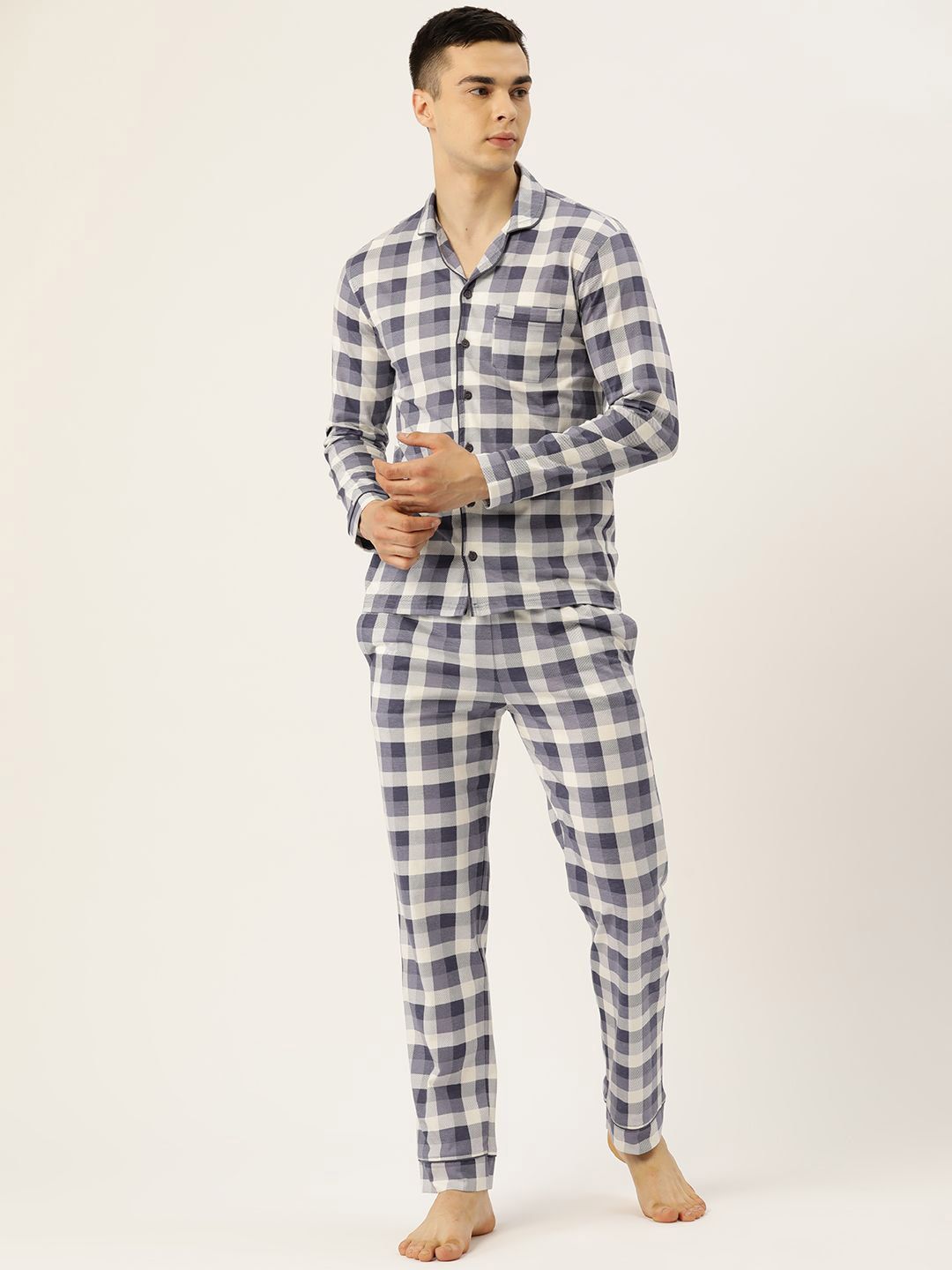 Nite Flite Men Checked Night suit