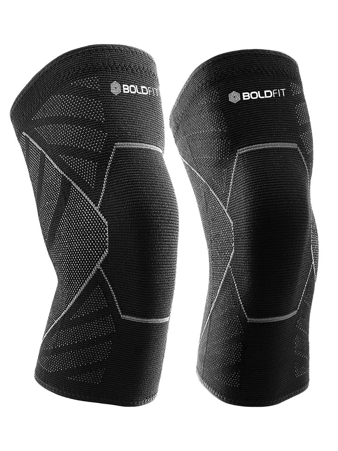 BOLDFIT Knee Sleeve Regular Grey Black ExLarge