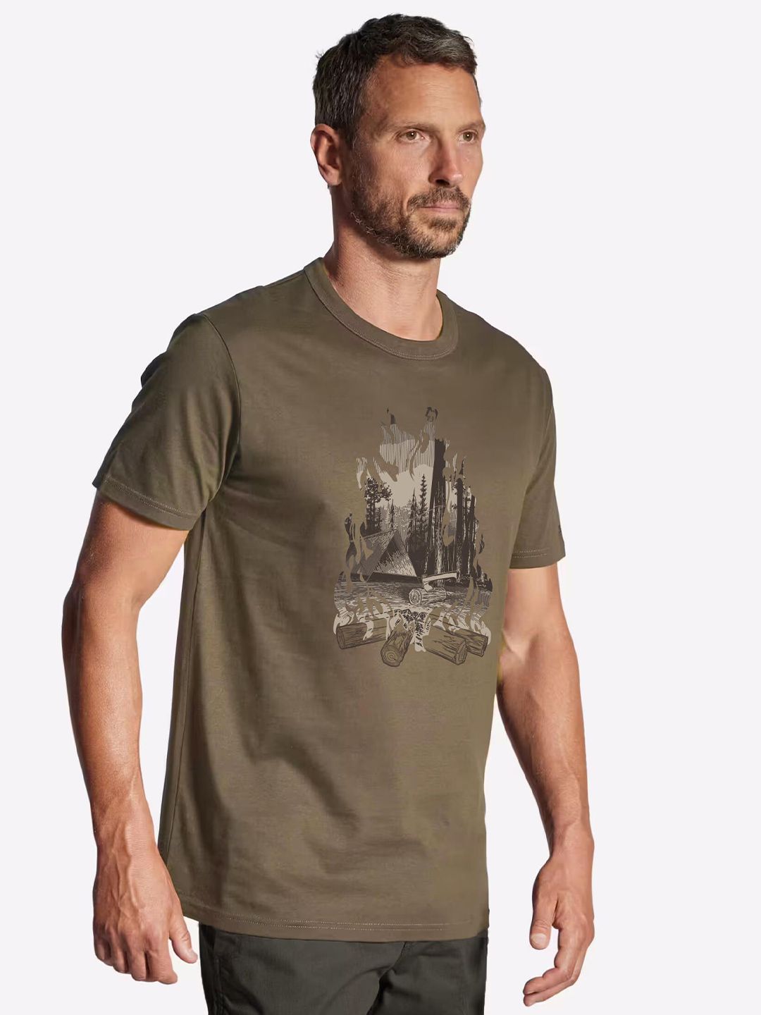 Decathlon Solognac - Men Brown 100 Bushcraft Abrasion Resistant Bushcraft T-Shirt