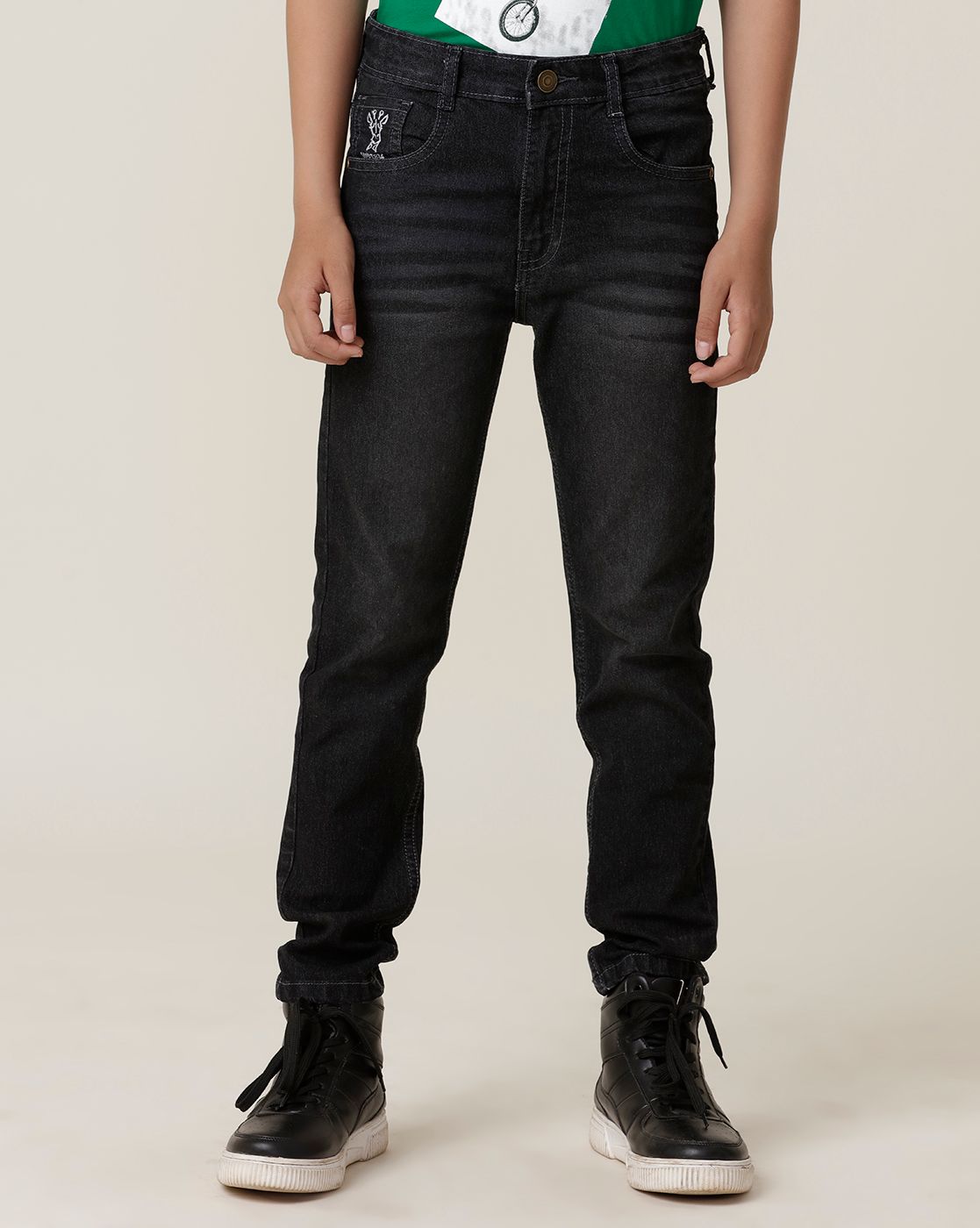 UNDER FOURTEEN ONLY Boys Slim Fit Slash Knee Light Fade Jeans