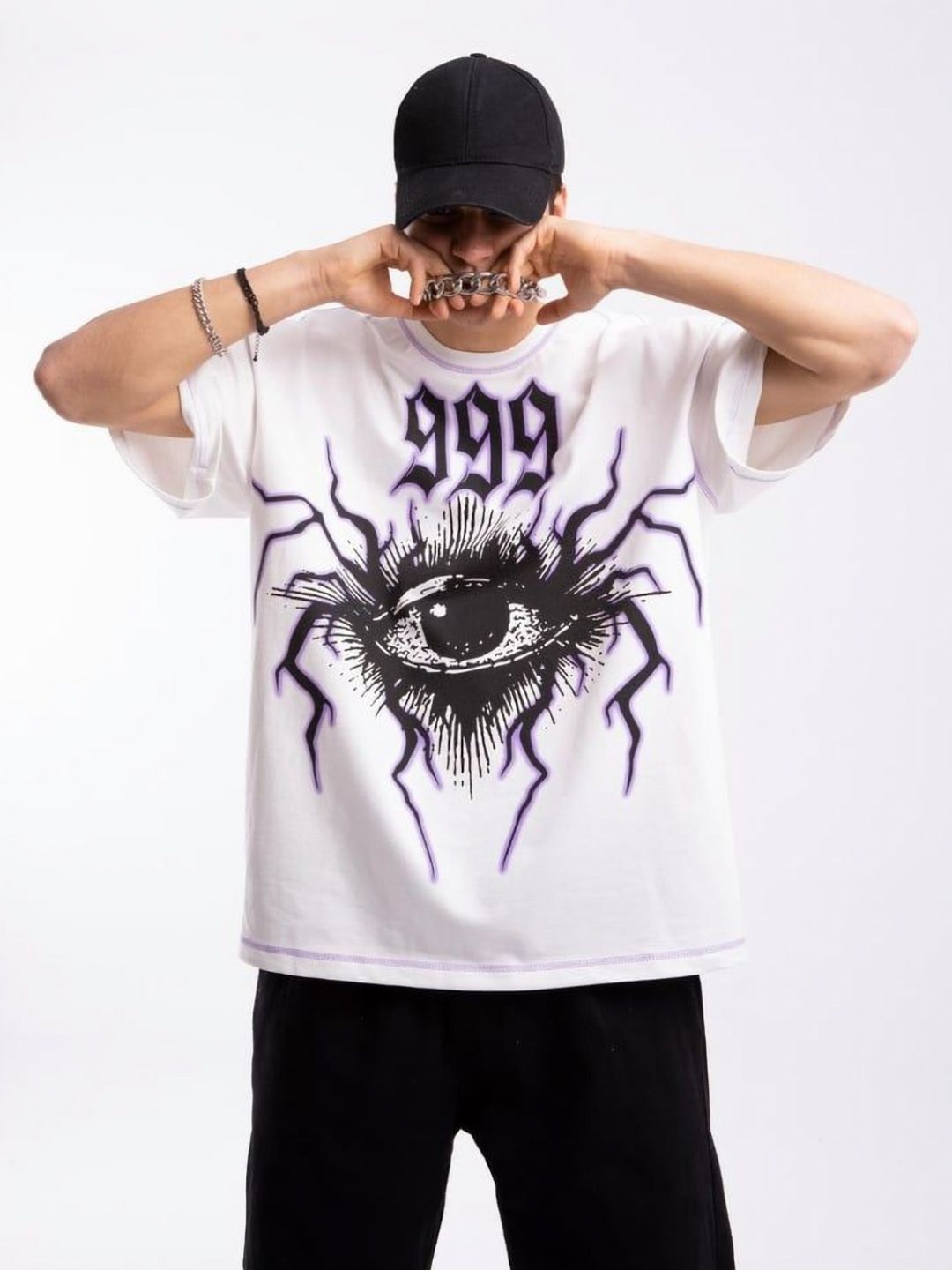 LAUREN ADAMS Men Graphic Round Neck Oversized T-shirt