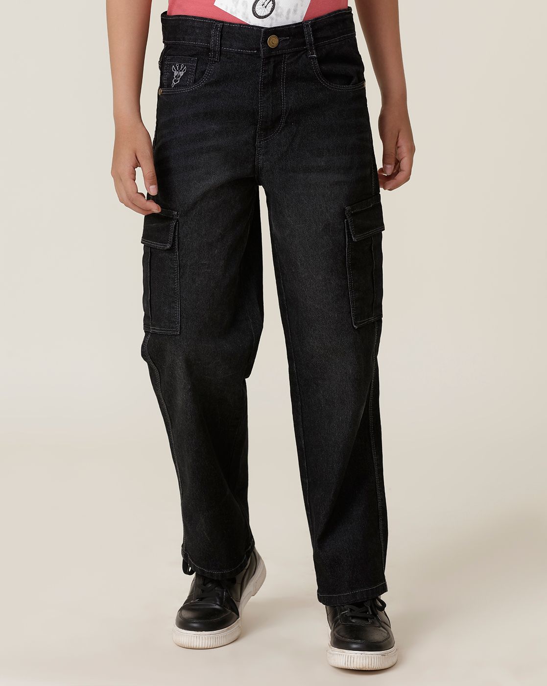 UNDER FOURTEEN ONLY Boys Relaxed Fit Low Distress Light Fade Jeans