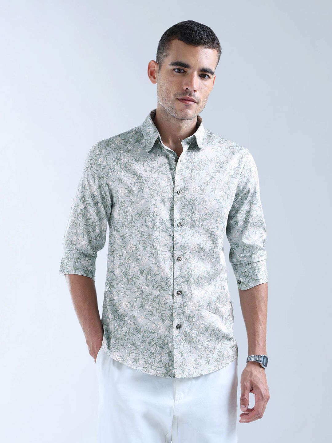 Flying Machine Men Slim Fit Floral Opaque Printed Casual Shirt